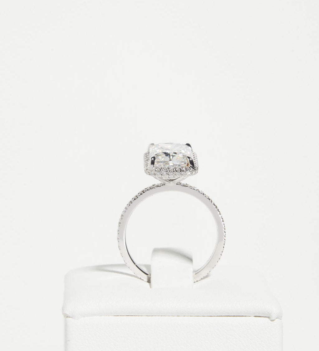 4 CT Radiant Hidden Halo & Pave Lab Grown Diamond Engagement Ring