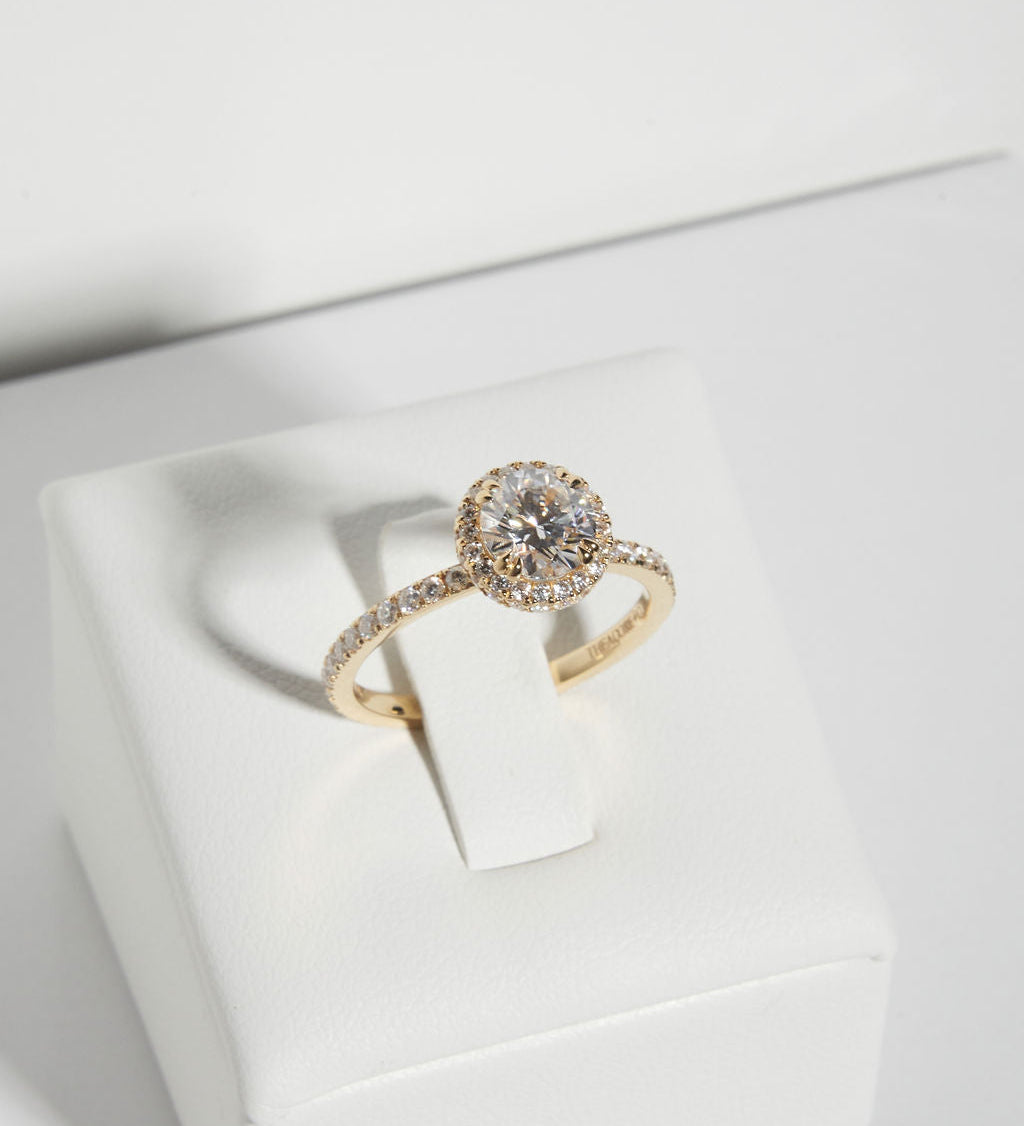 1 CT Round Halo & Pave Lab Grown Diamond Engagement Ring