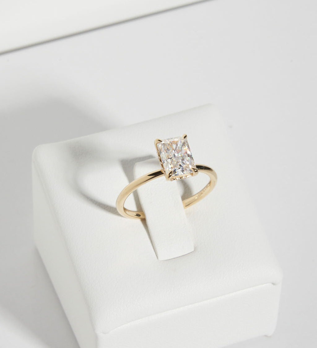 2 CT Radiant Hidden Halo Lab Grown Diamond Engagement Ring