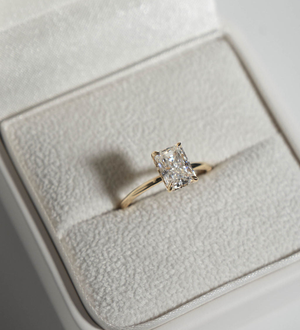 2 CT Radiant Hidden Halo Lab Grown Diamond Engagement Ring