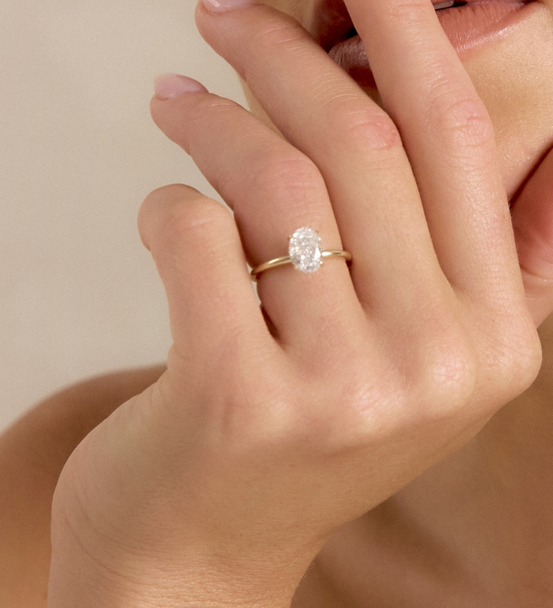 2.03 CT Oval Hidden Halo Lab Grown Diamond Engagement Ring