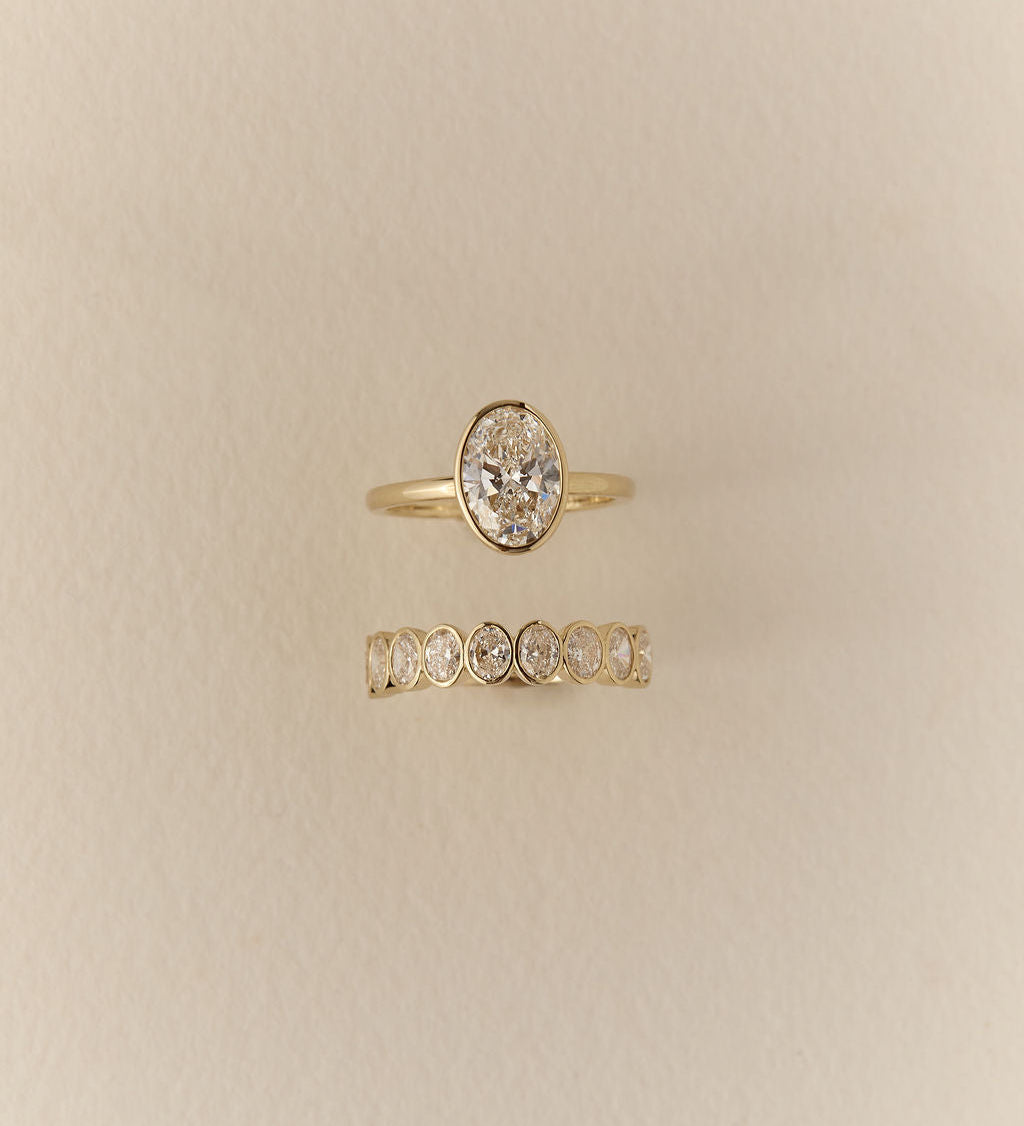 2.01 CT Oval Bezel Lab Grown Diamond Engagement Ring