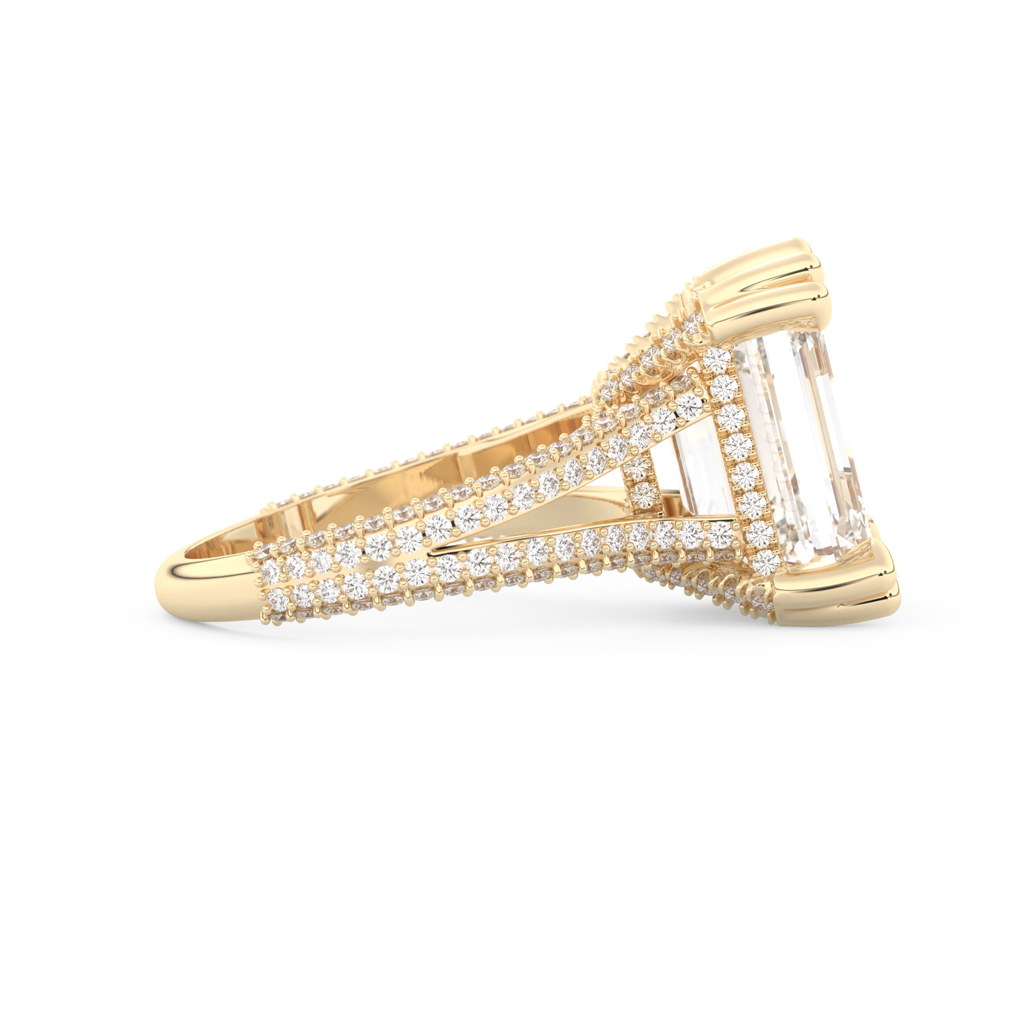 Beyoncé – Inspired 7.0 Carat Emerald Cut Split Shank Moissanite