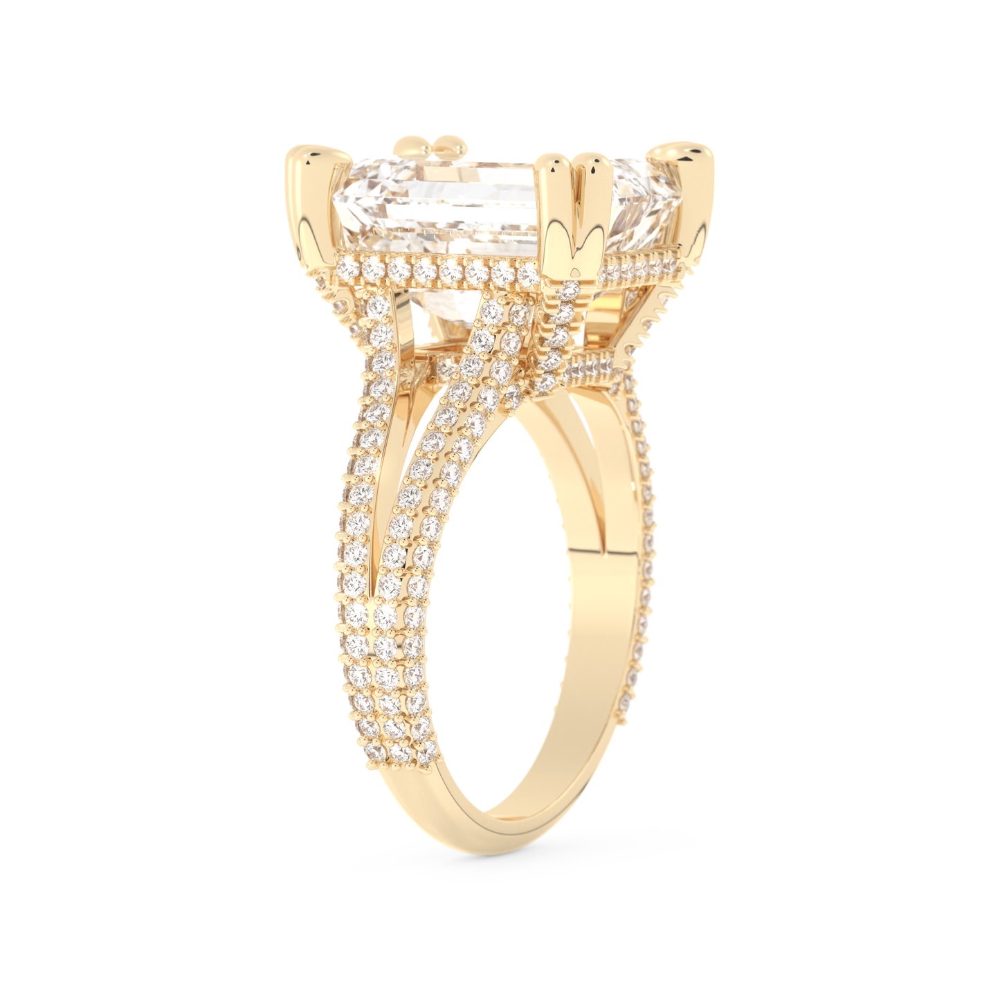 Beyoncé – Inspired 7.0 Carat Emerald Cut Split Shank Moissanite
