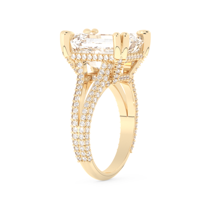 Beyoncé – Inspired 7.0 Carat Emerald Cut Split Shank Moissanite