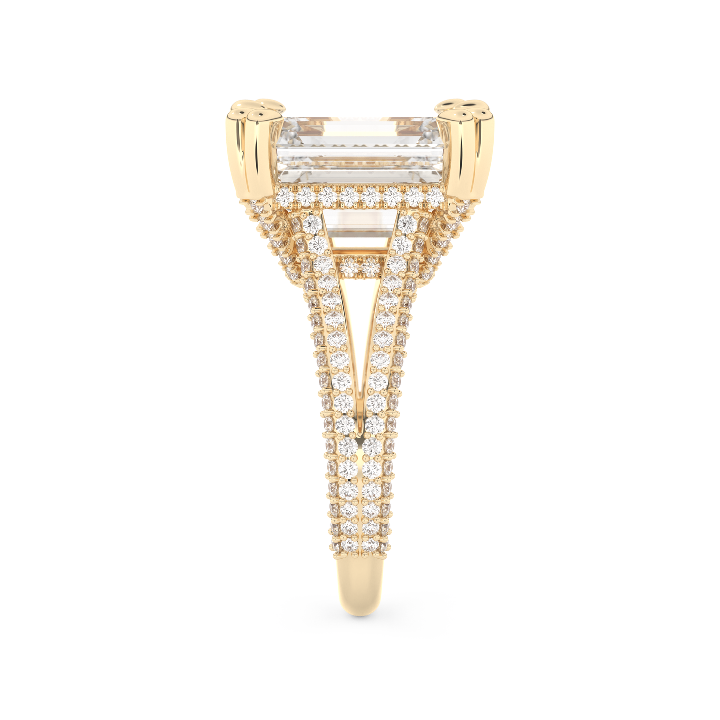 Beyoncé – Inspired 7.0 Carat Emerald Cut Split Shank Moissanite