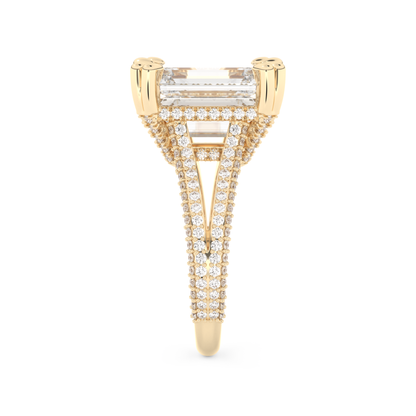 Beyoncé – Inspired 7.0 Carat Emerald Cut Split Shank Moissanite