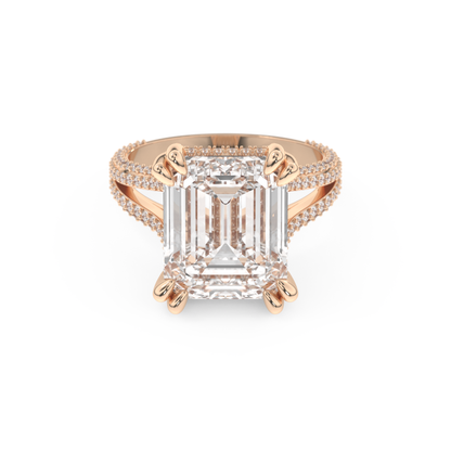 Beyoncé – Inspired 7.0 Carat Emerald Cut Split Shank Moissanite