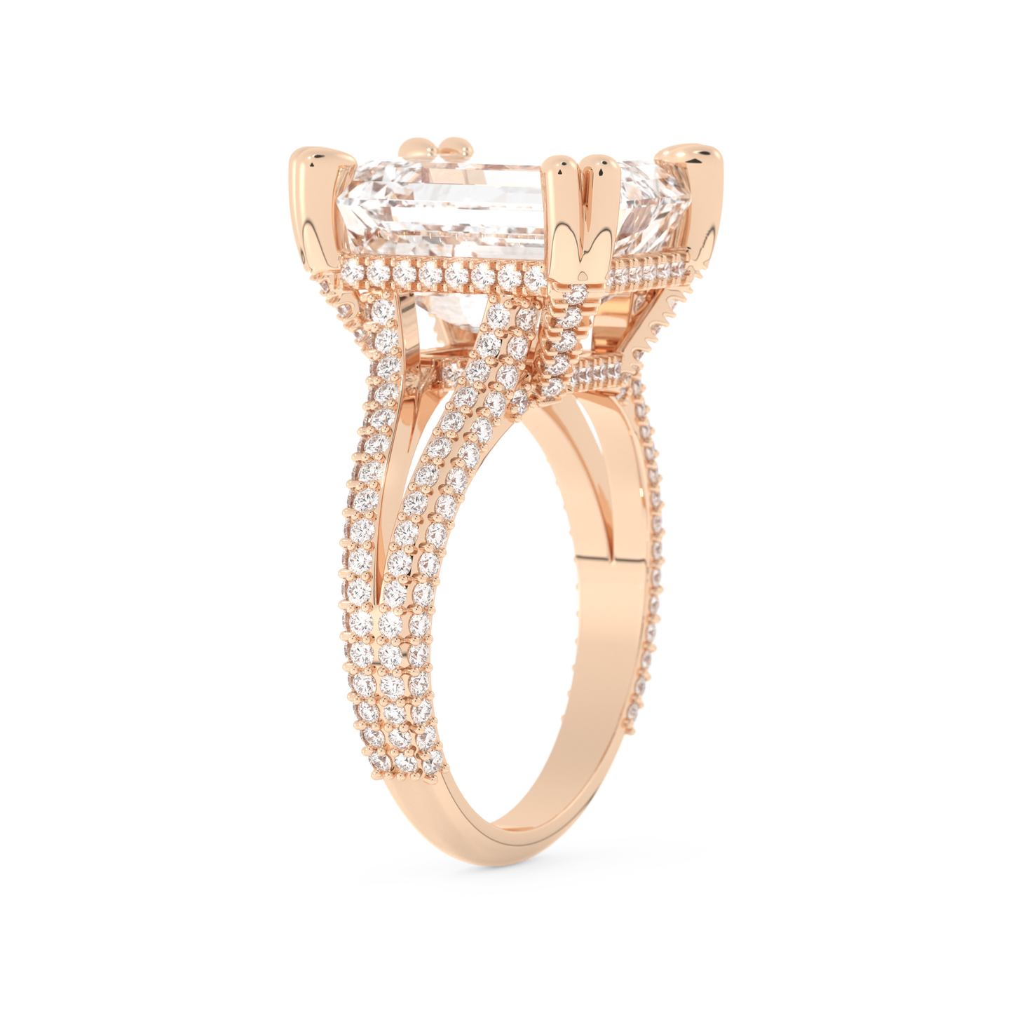 Beyoncé – Inspired 7.0 Carat Emerald Cut Split Shank Moissanite