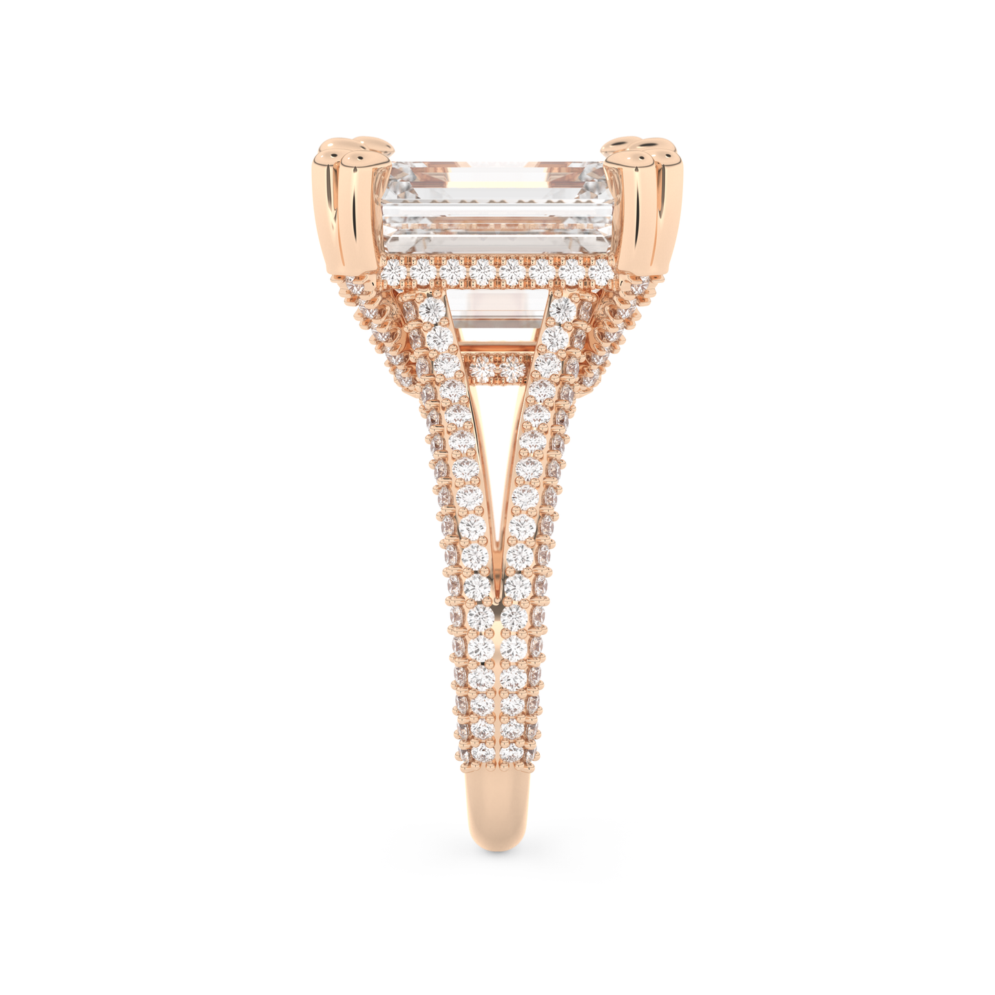 Beyoncé – Inspired 7.0 Carat Emerald Cut Split Shank Moissanite