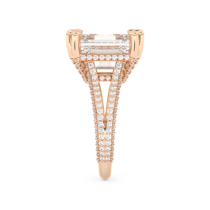 Beyoncé – Inspired 7.0 Carat Emerald Cut Split Shank Moissanite