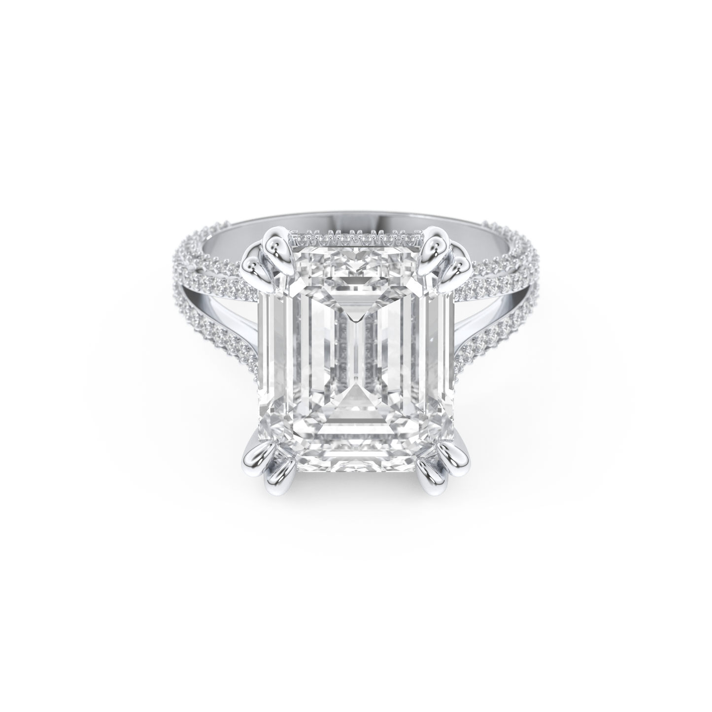 Beyoncé – Inspired 7.0 Carat Emerald Cut Split Shank Moissanite
