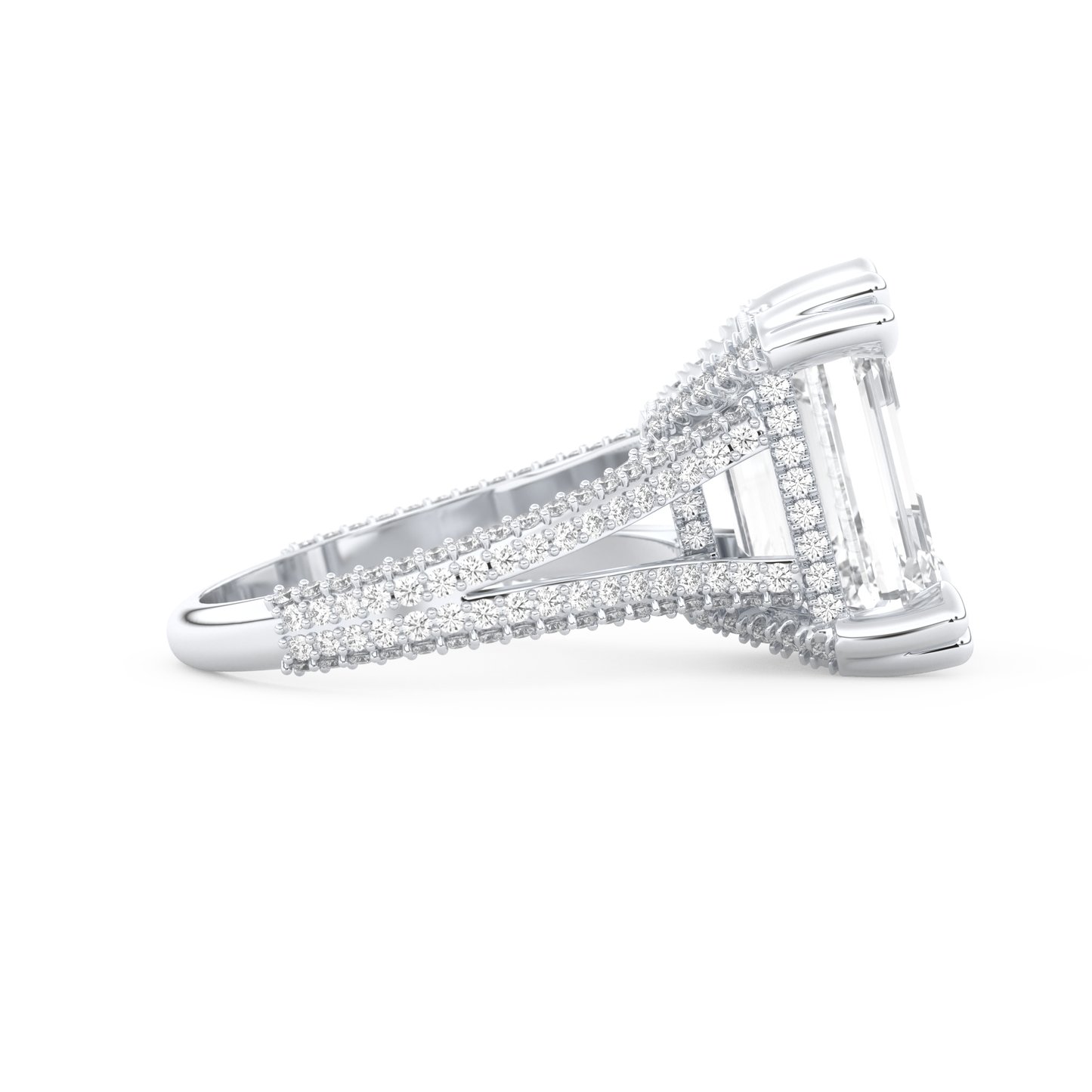 Beyoncé – Inspired 7.0 Carat Emerald Cut Split Shank Moissanite