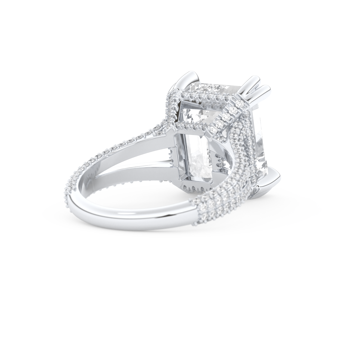 Beyoncé – Inspired 7.0 Carat Emerald Cut Split Shank Moissanite