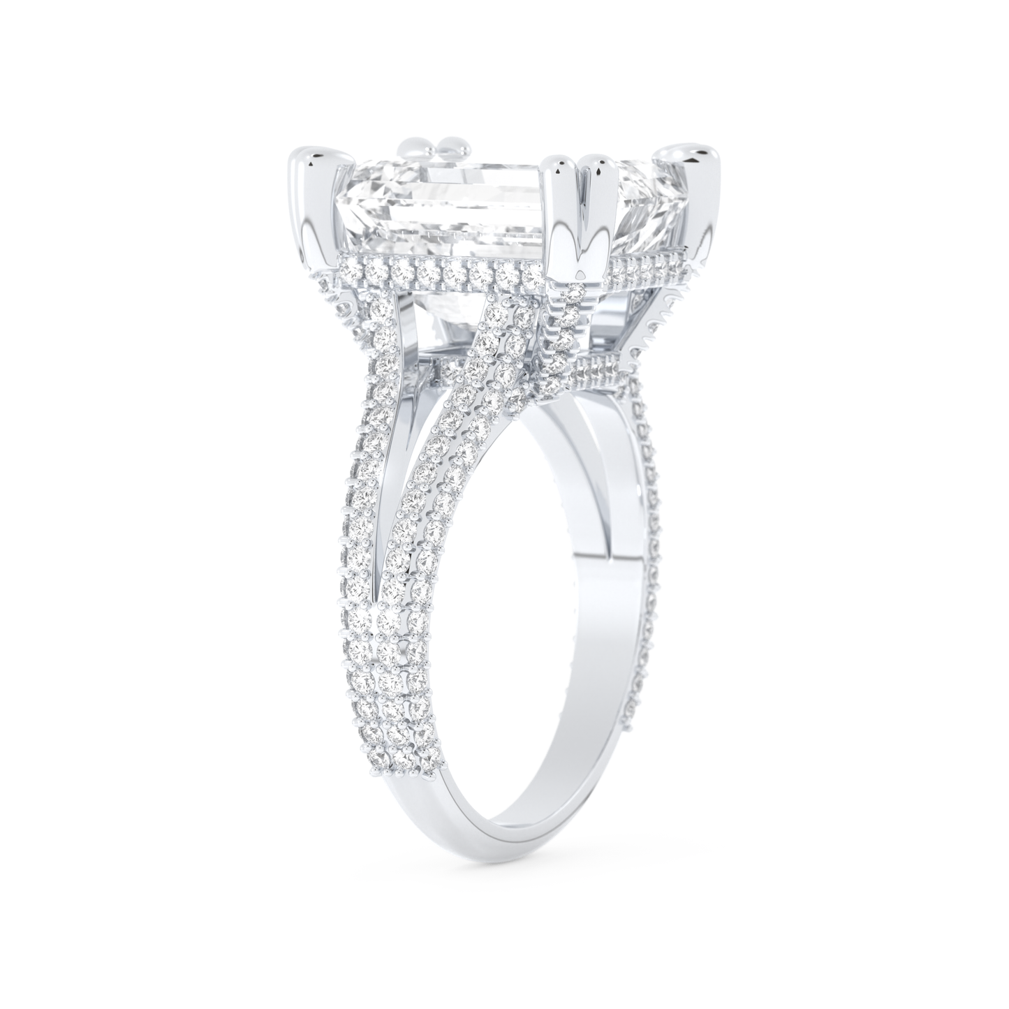 Beyoncé – Inspired 7.0 Carat Emerald Cut Split Shank Moissanite