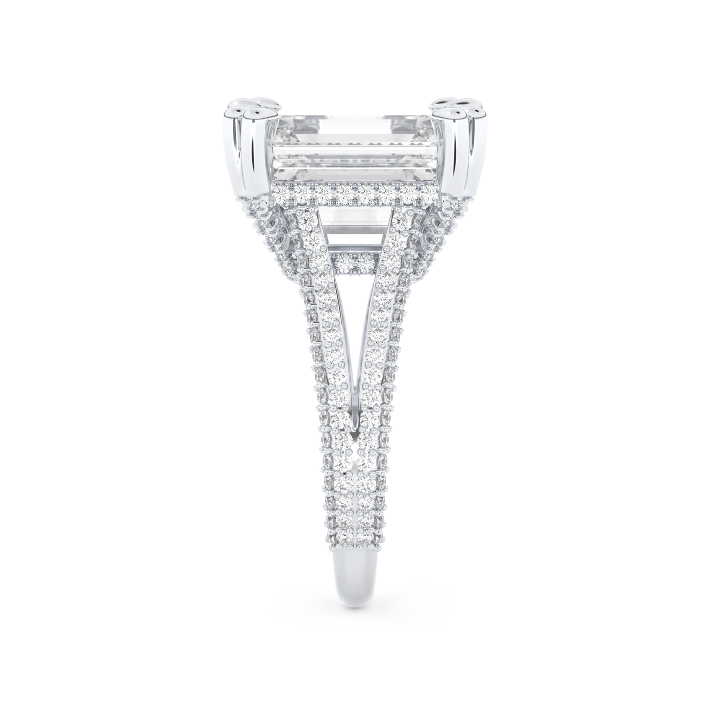 Beyoncé – Inspired 7.0 Carat Emerald Cut Split Shank Moissanite