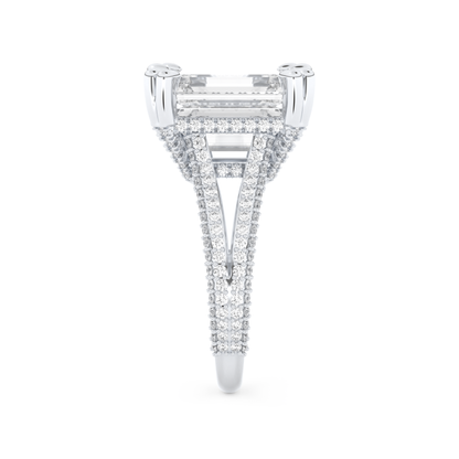 Beyoncé – Inspired 7.0 Carat Emerald Cut Split Shank Moissanite