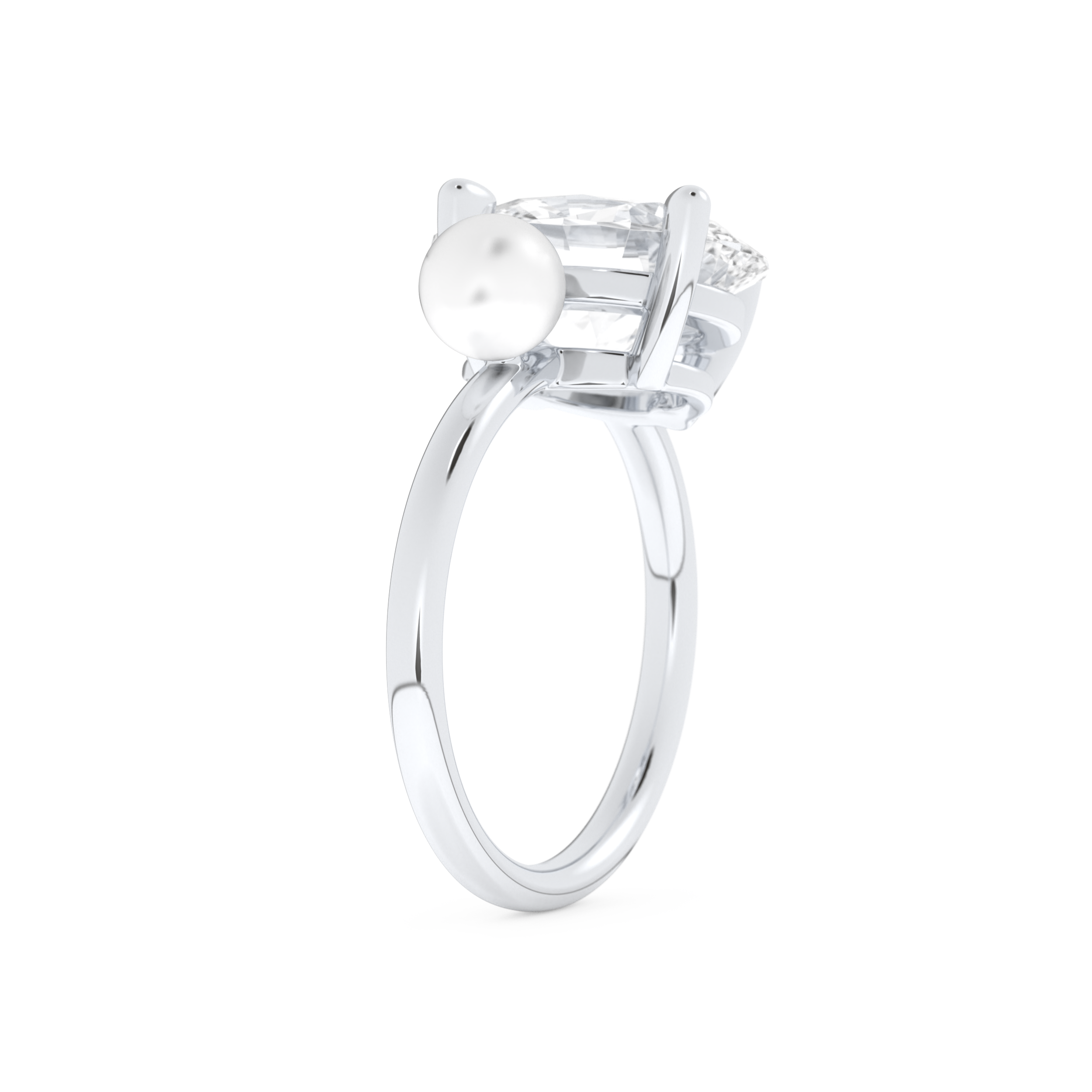 Ariana Grande – Inspired 4.0 Carat Oval & Pearl Cut Two Stone Moissanite 4