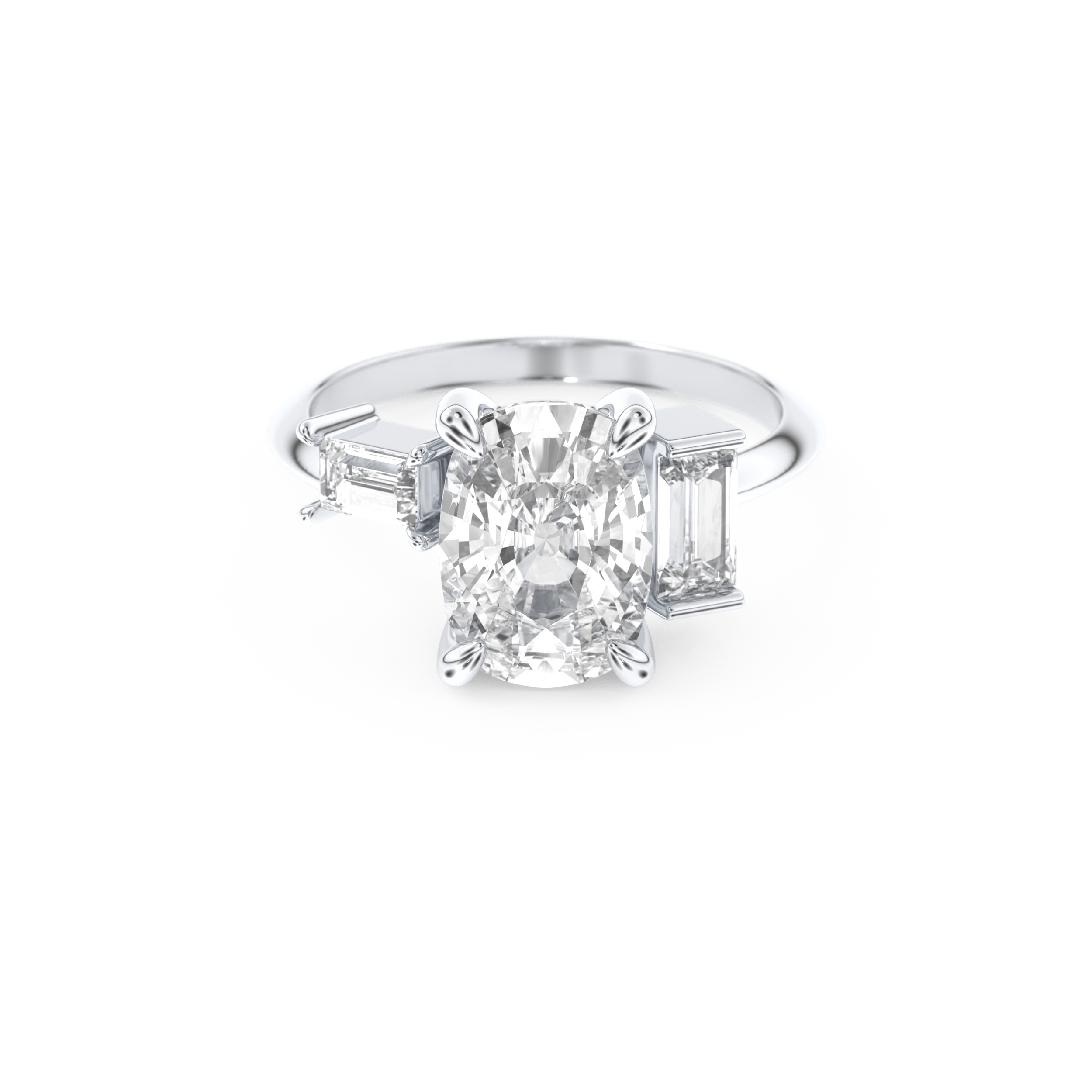 Kaley Cuoco – Inspired 2.0 Carat Cushion Cut Three Stones Moissanite 1