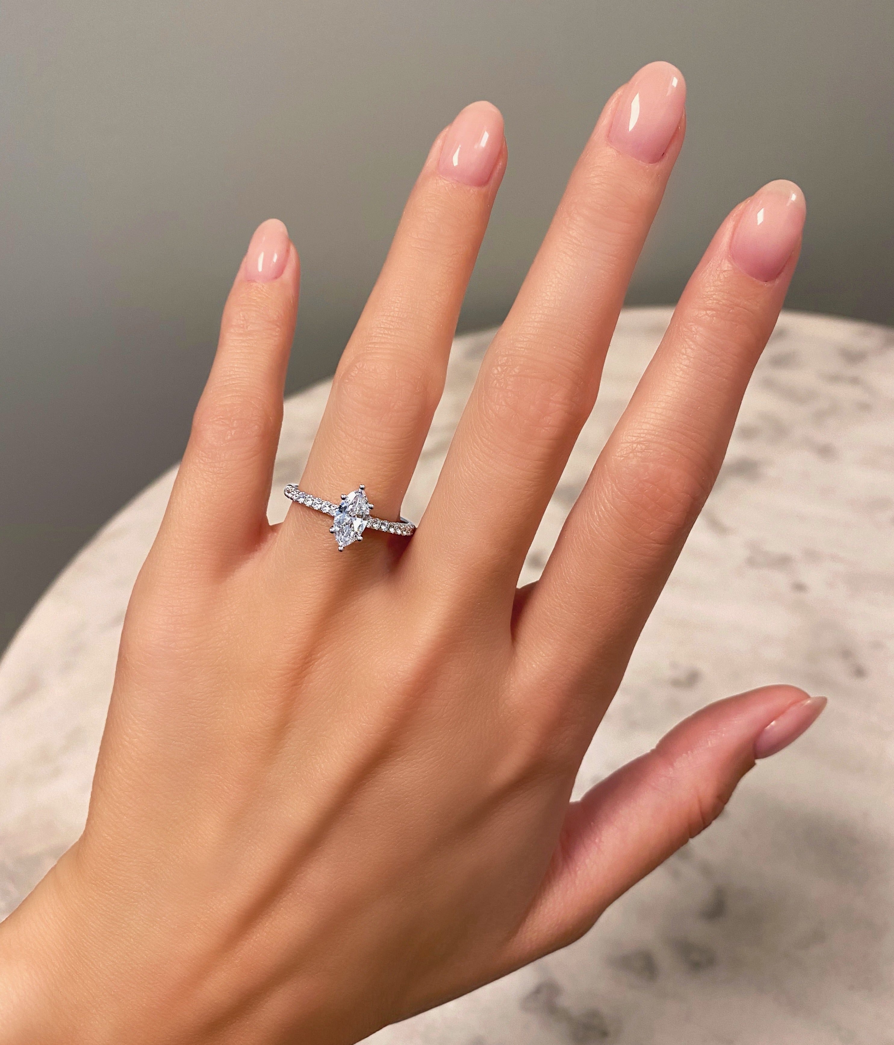 2 CT Marquise Cut Pave CVD F/VS1 Diamond Engagement Ring 11