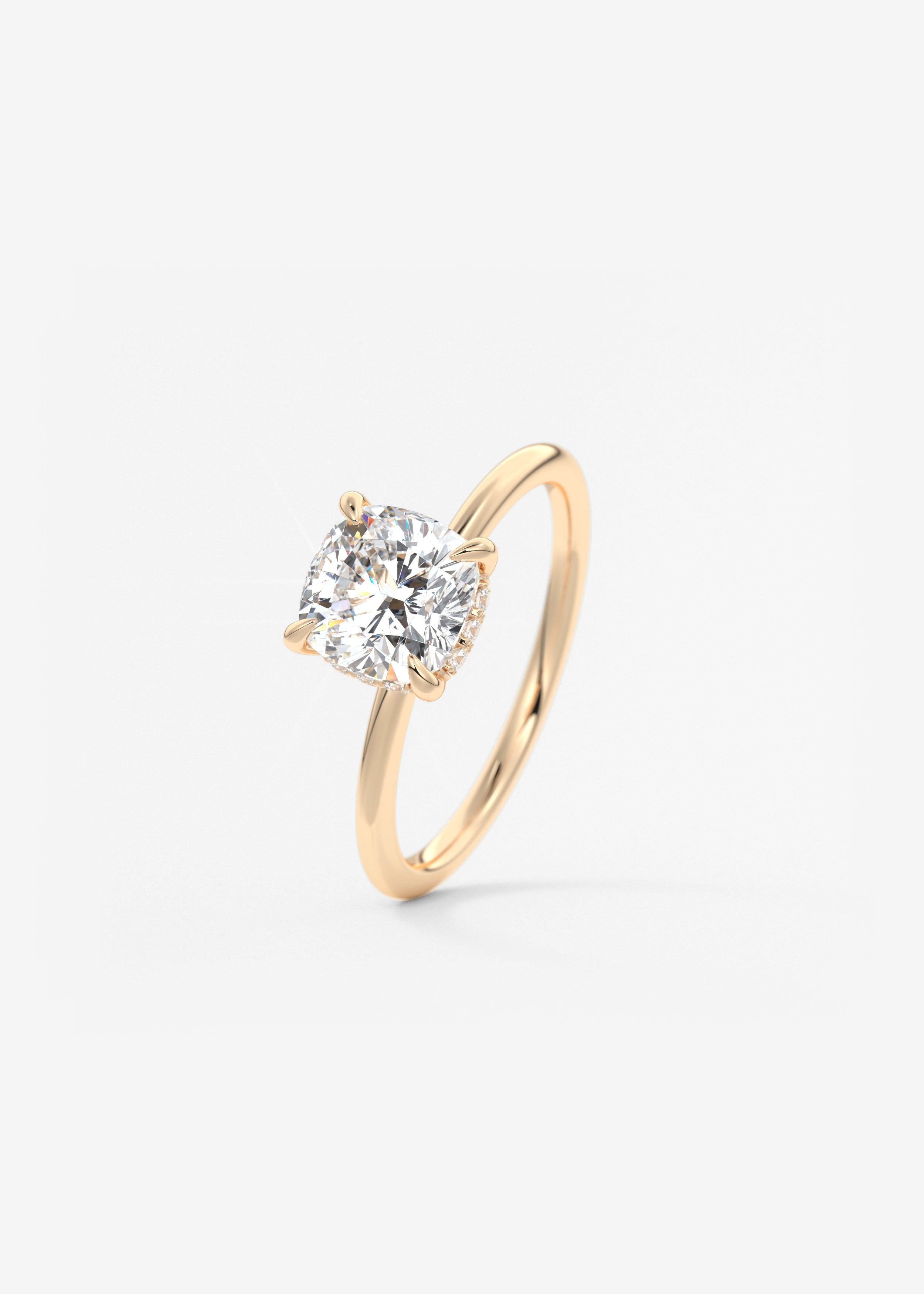 Cushion Hidden Halo Lab Grown Diamond Engagement Ring