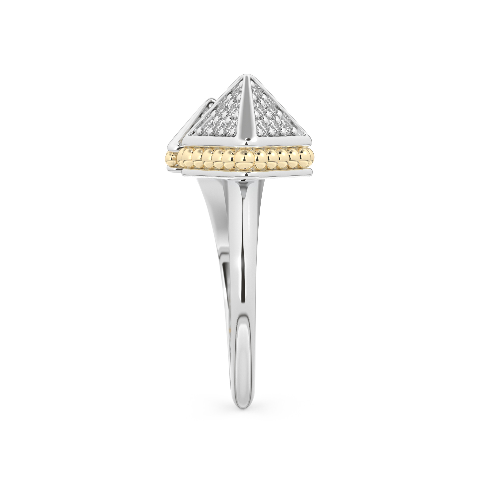 Triangle Duo Wedding Band with 0.33 CT Round Cut Moissanite – Yellow, White, or Rose Gold