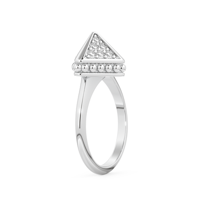 Triangle Duo Wedding Band with 0.33 CT Round Cut Moissanite – Yellow, White, or Rose Gold