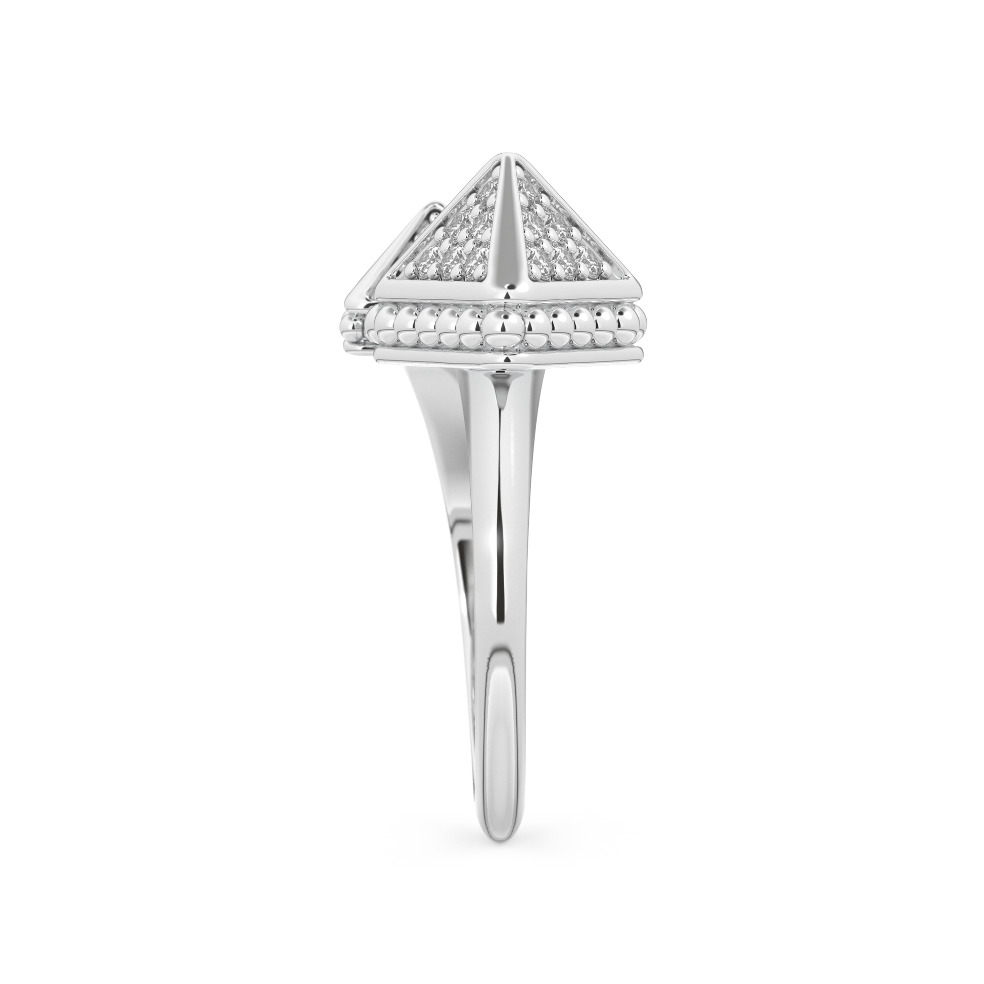 Triangle Duo Wedding Band with 0.33 CT Round Cut Moissanite – Yellow, White, or Rose Gold