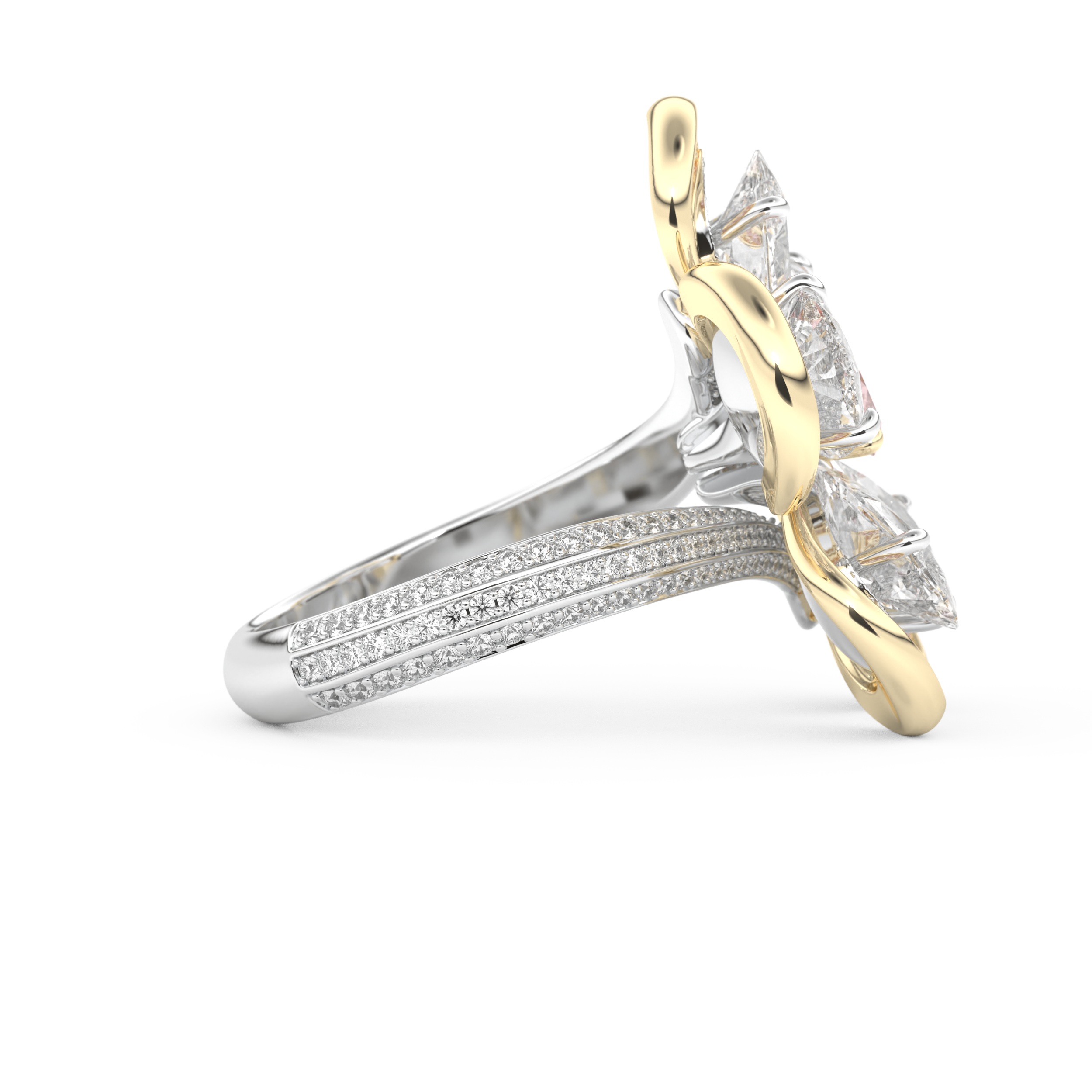 Half Eternity Wedding Band with 7.1 CT Round and Pear Cut Moissanite – Yellow, White, or Rose Gold