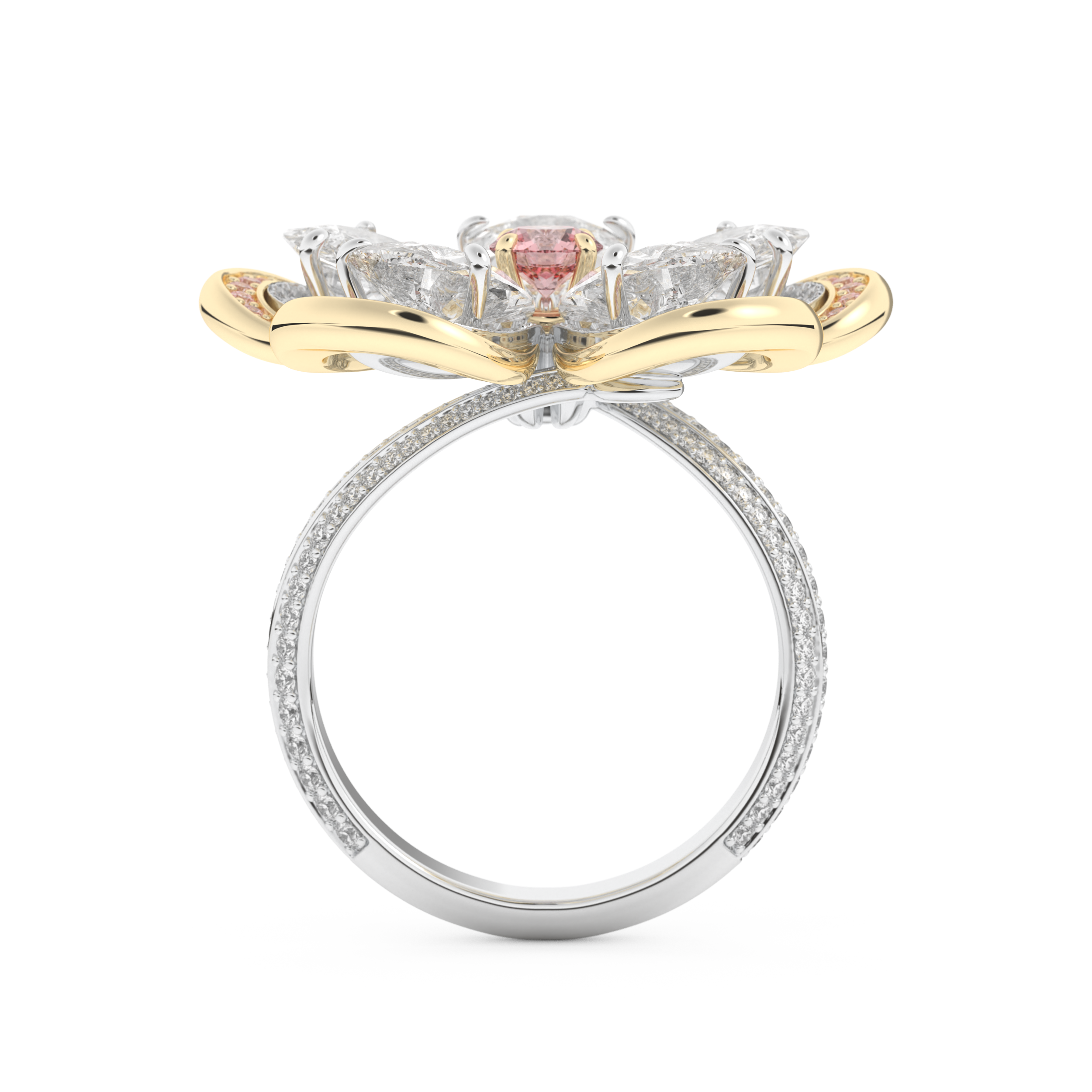 Half Eternity Wedding Band with 7.1 CT Round and Pear Cut Moissanite – Yellow, White, or Rose Gold
