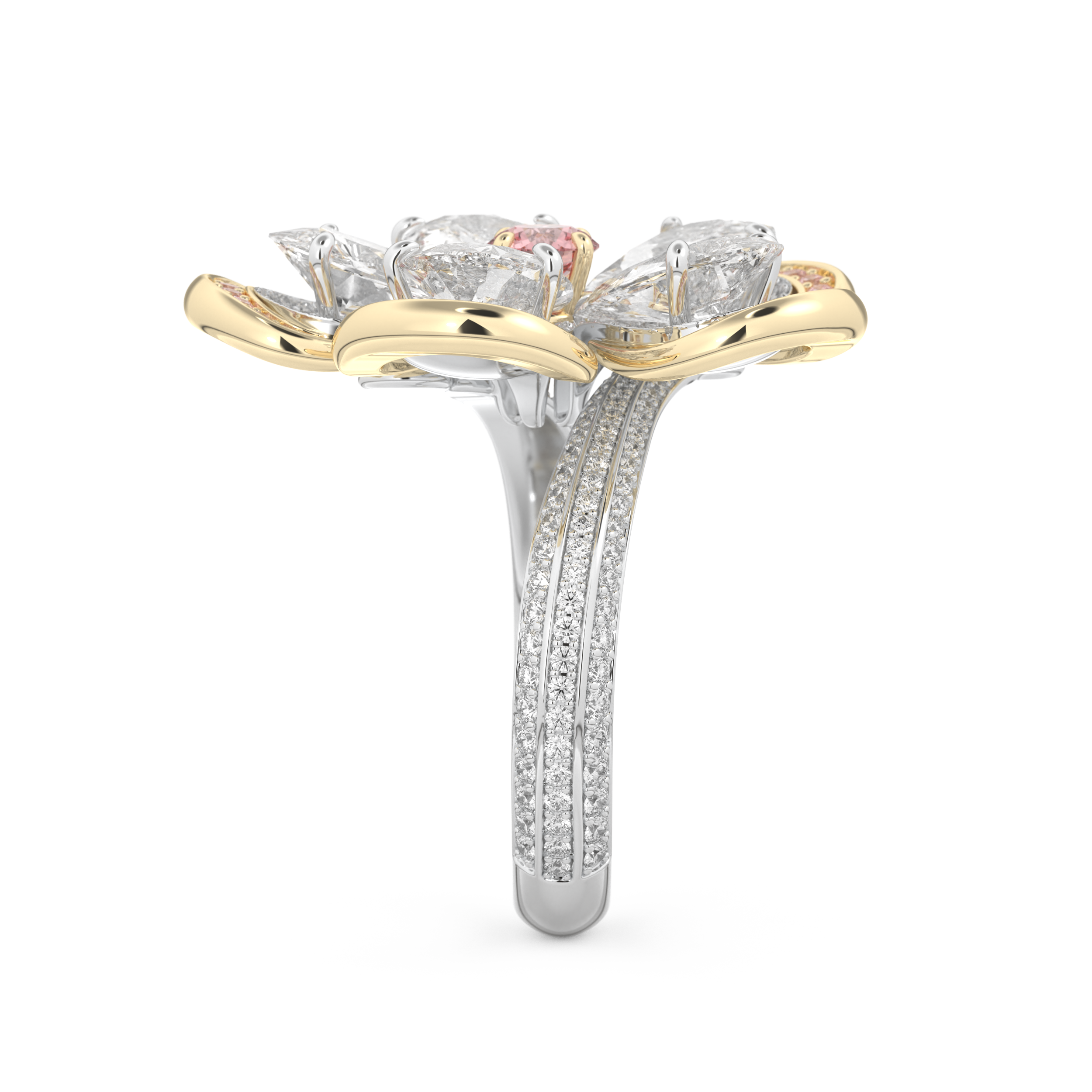 Half Eternity Wedding Band with 7.1 CT Round and Pear Cut Moissanite – Yellow, White, or Rose Gold