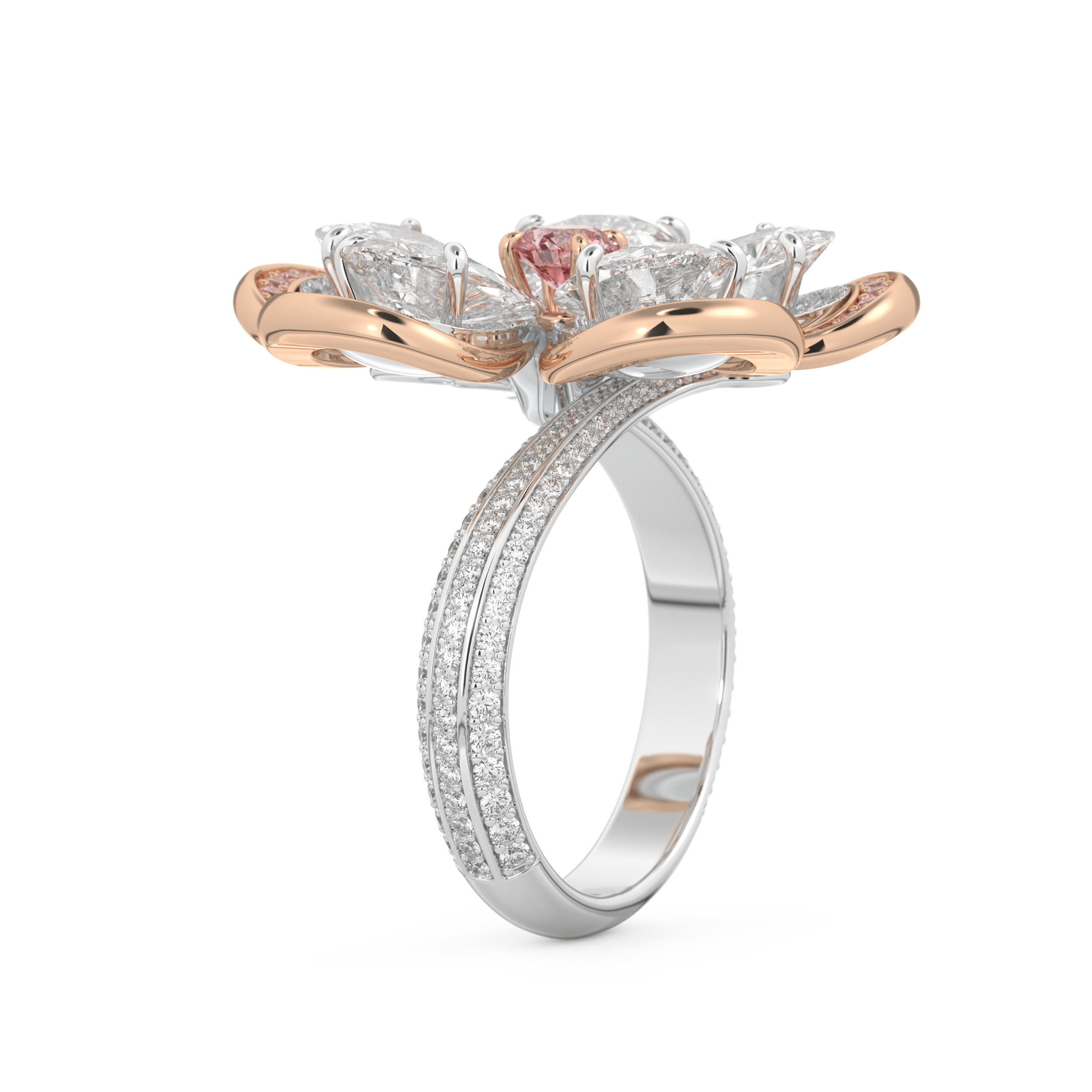 Half Eternity Wedding Band with 7.1 CT Round and Pear Cut Moissanite – Yellow, White, or Rose Gold