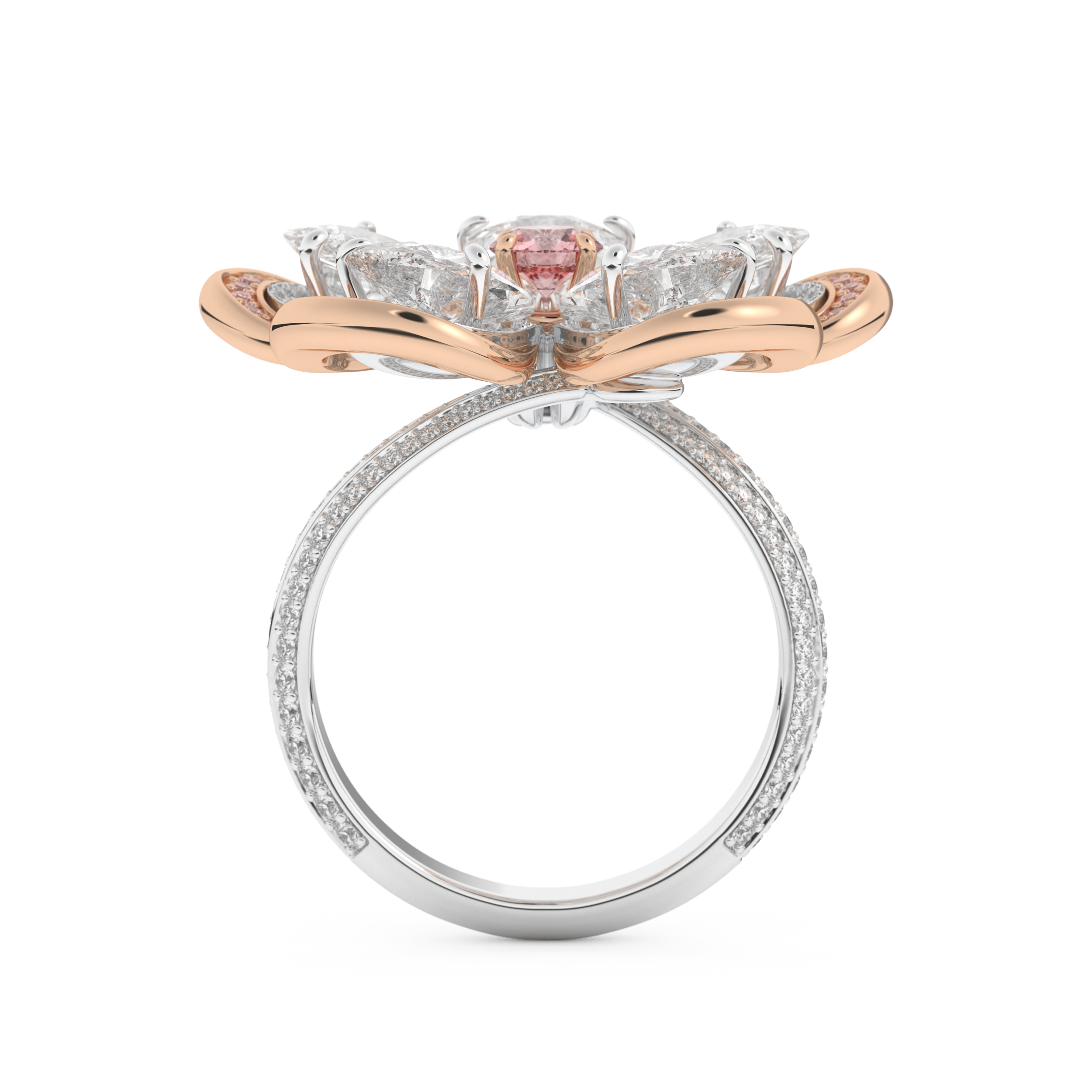 Half Eternity Wedding Band with 7.1 CT Round and Pear Cut Moissanite – Yellow, White, or Rose Gold