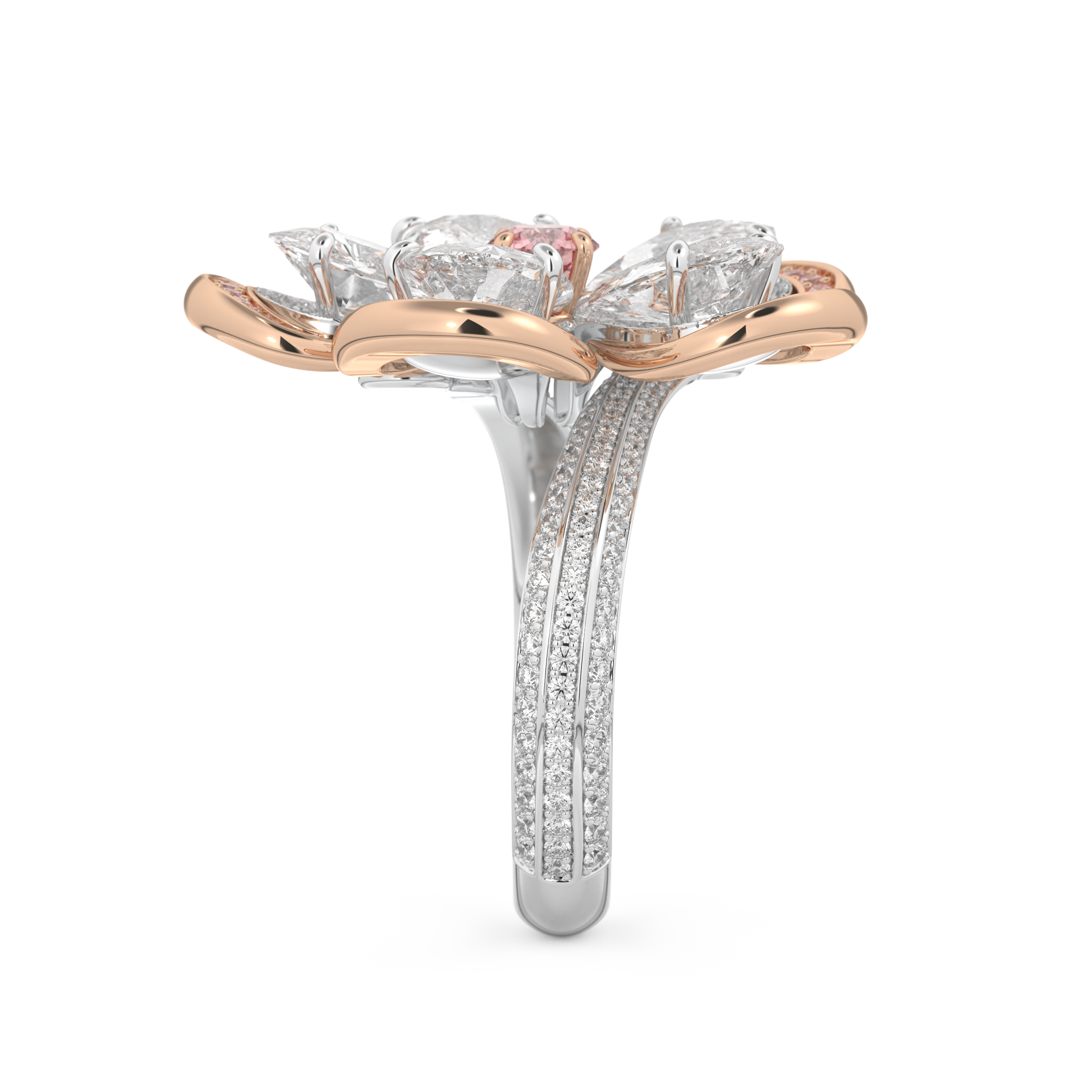 Half Eternity Wedding Band with 7.1 CT Round and Pear Cut Moissanite – Yellow, White, or Rose Gold
