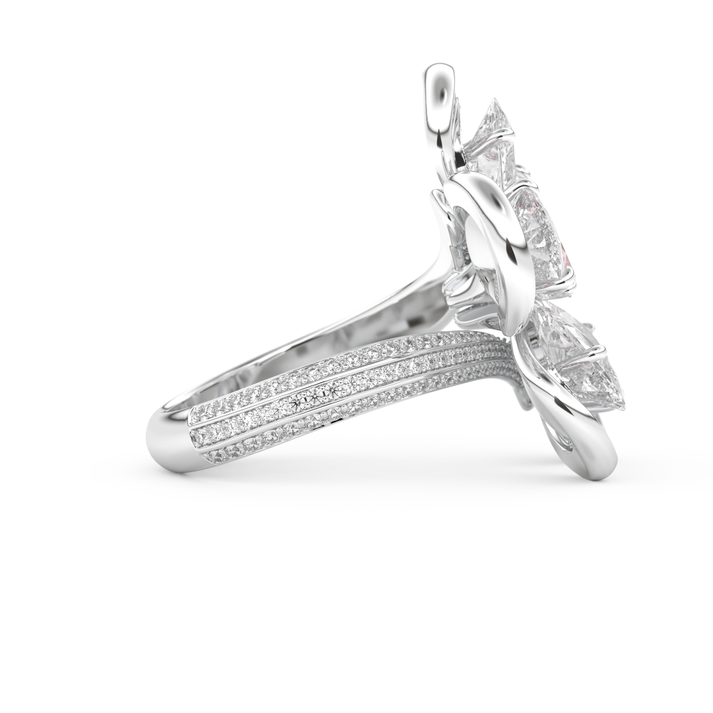 Half Eternity Wedding Band with 7.1 CT Round and Pear Cut Moissanite – Yellow, White, or Rose Gold