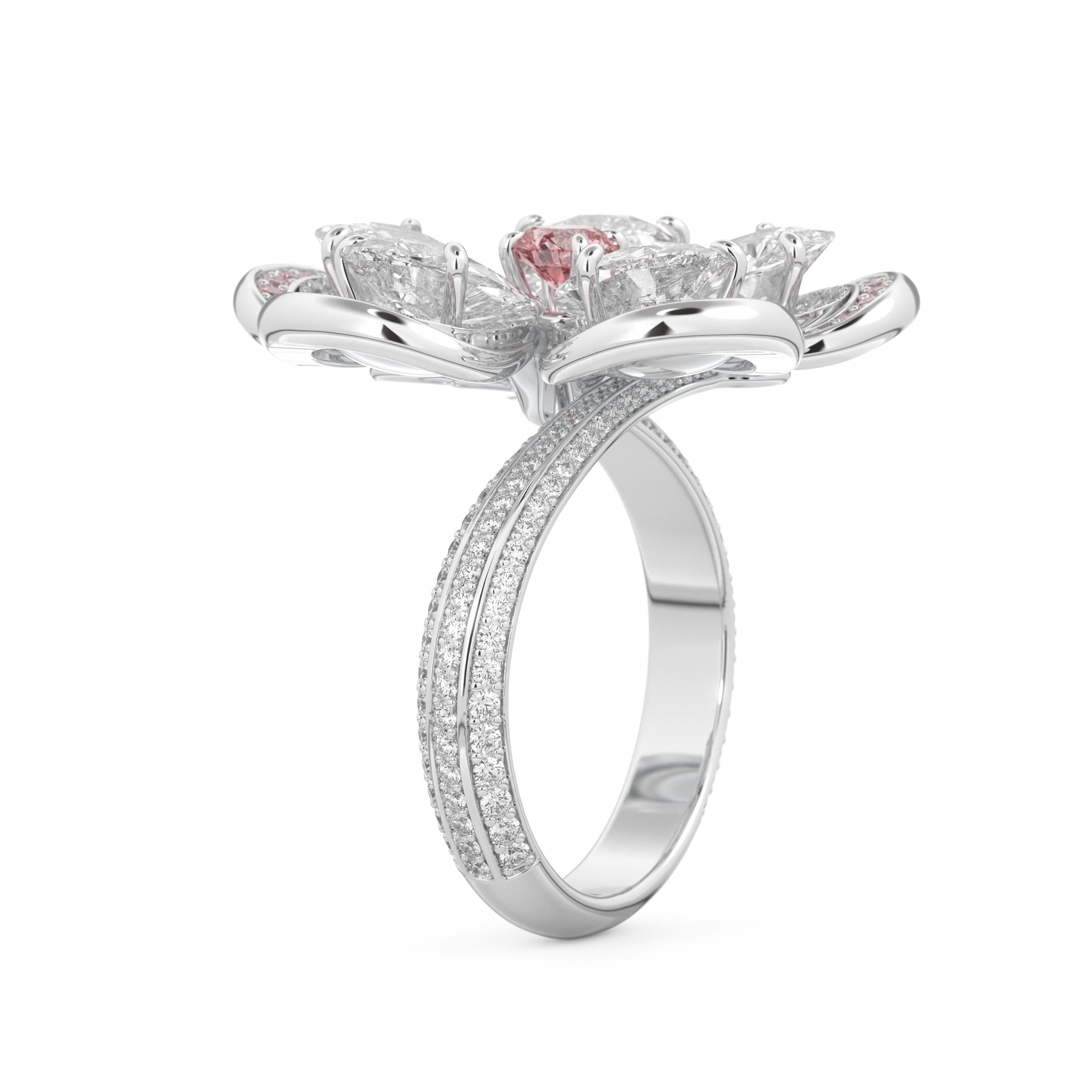 Half Eternity Wedding Band with 7.1 CT Round and Pear Cut Moissanite – Yellow, White, or Rose Gold