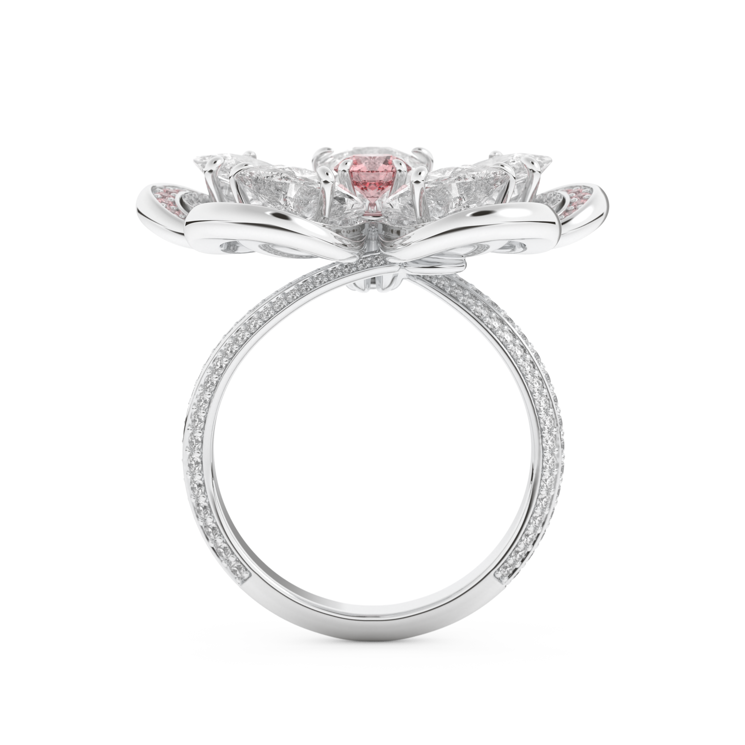 Half Eternity Wedding Band with 7.1 CT Round and Pear Cut Moissanite – Yellow, White, or Rose Gold