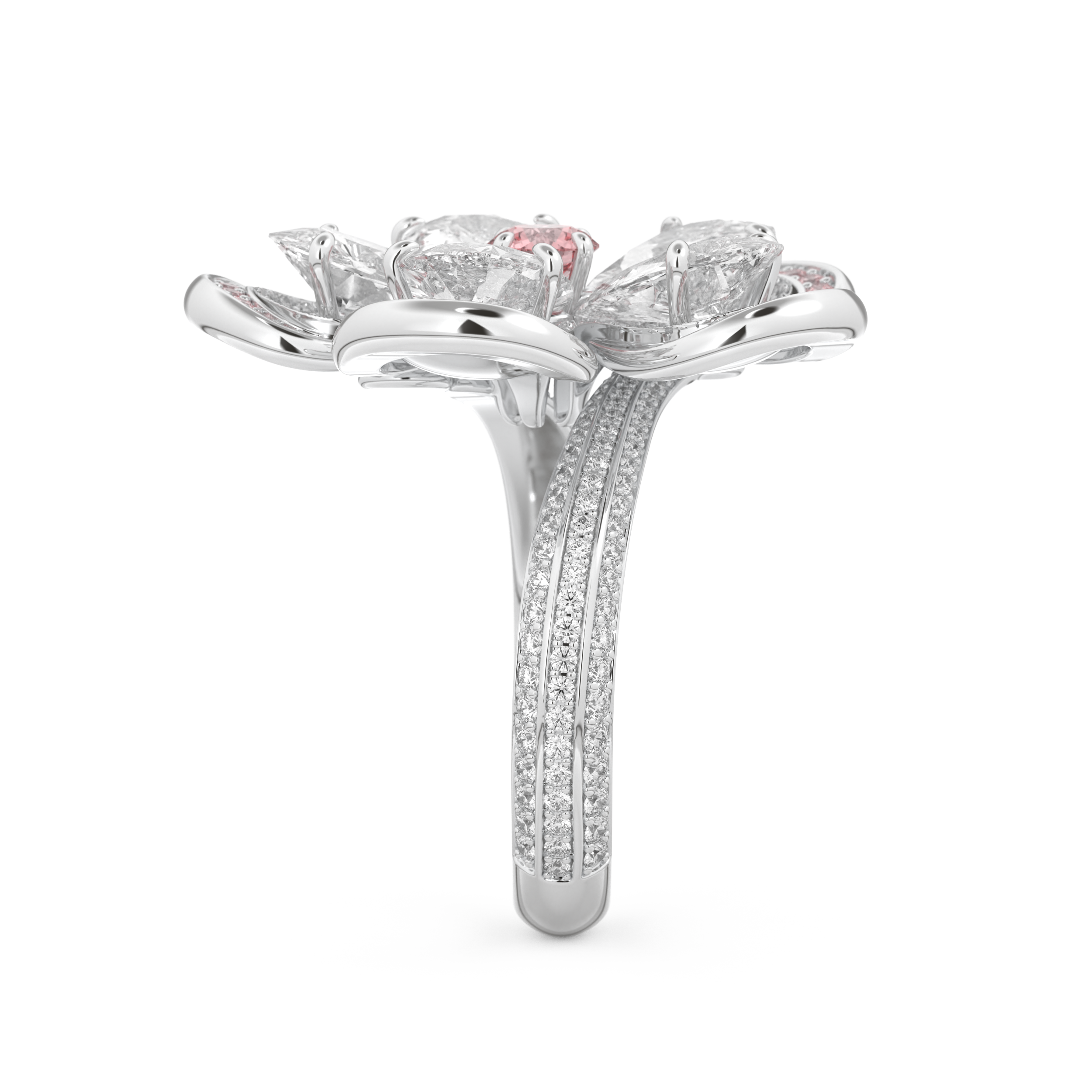 Half Eternity Wedding Band with 7.1 CT Round and Pear Cut Moissanite – Yellow, White, or Rose Gold