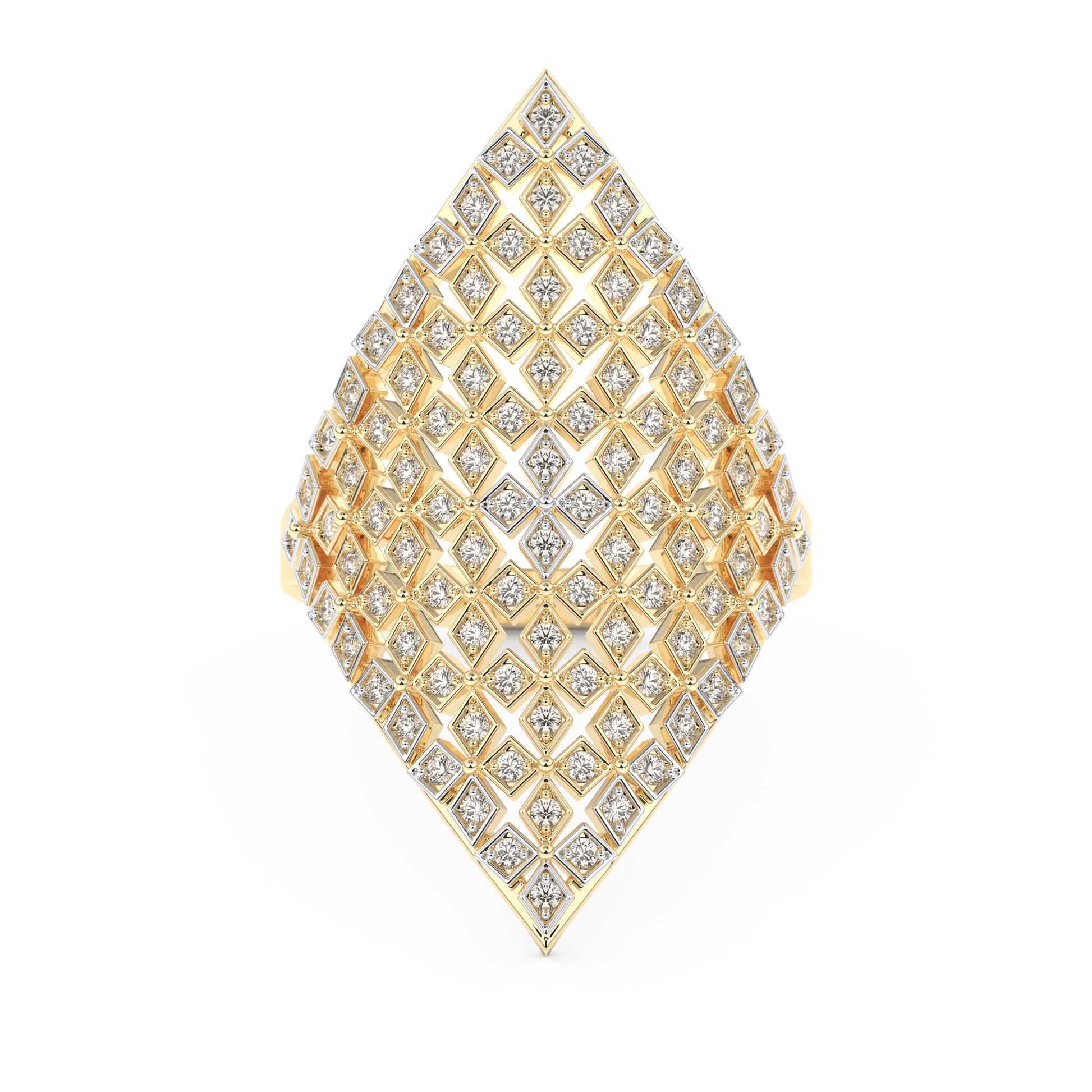 Honey Comb Style Wedding Band with 0.37 CT Round Cut Moissanite – Yellow, White, or Rose Gold