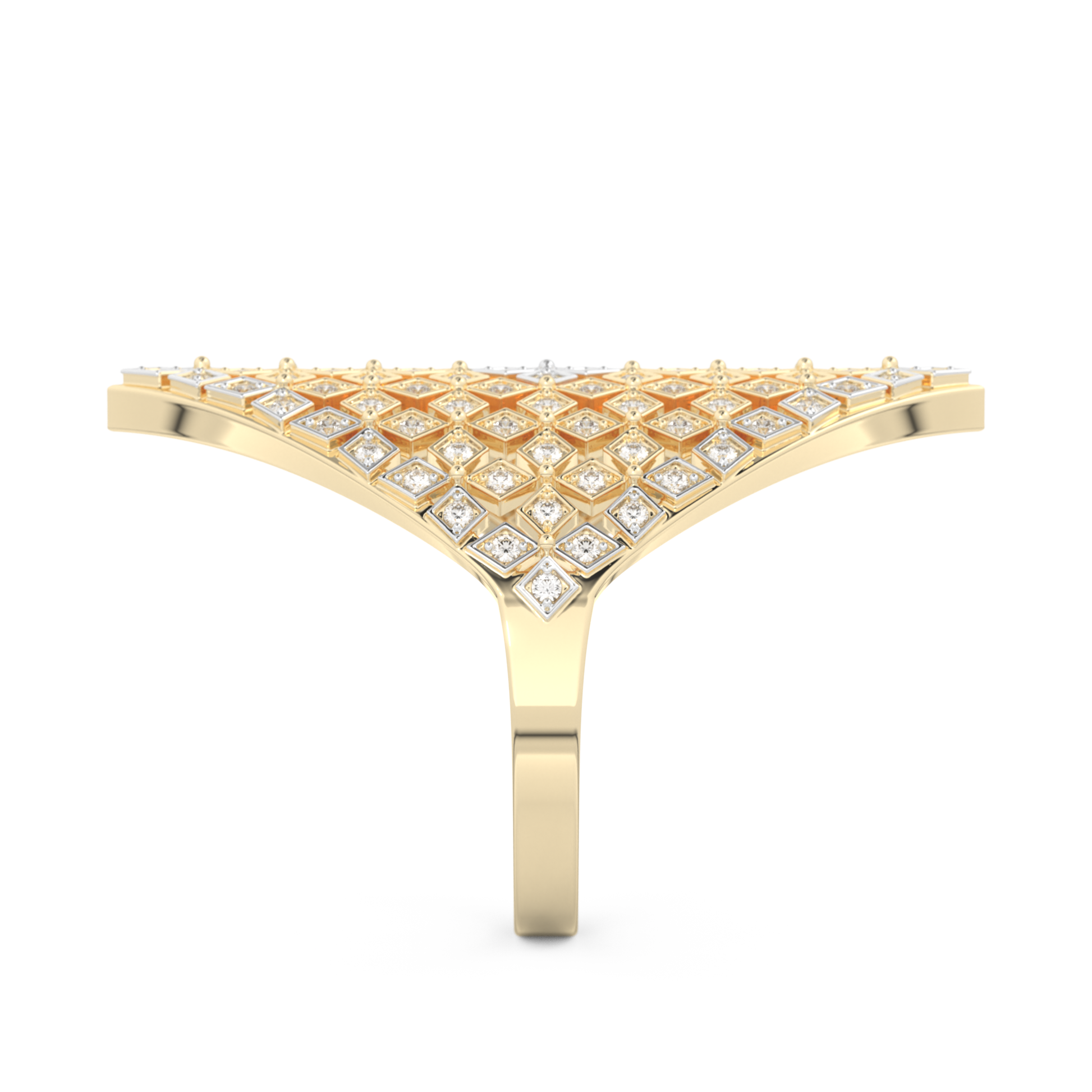 Honey Comb Style Wedding Band with 0.37 CT Round Cut Moissanite – Yellow, White, or Rose Gold