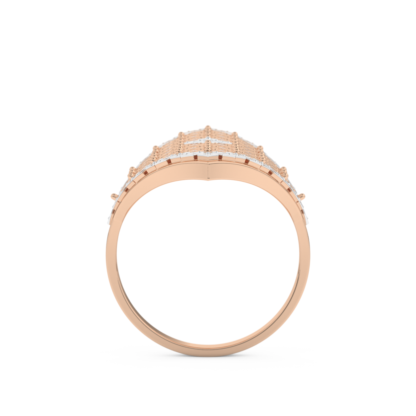 Honey Comb Style Wedding Band with 0.37 CT Round Cut Moissanite – Yellow, White, or Rose Gold