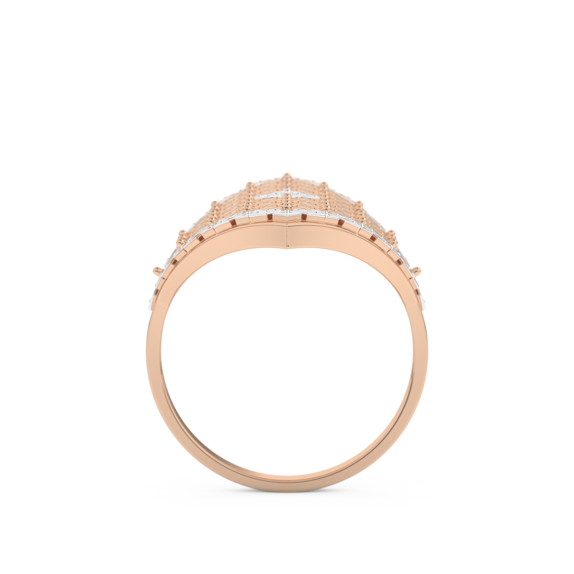 Honey Comb Style Wedding Band with 0.37 CT Round Cut Moissanite – Yellow, White, or Rose Gold