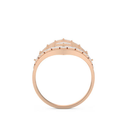 Honey Comb Style Wedding Band with 0.37 CT Round Cut Moissanite – Yellow, White, or Rose Gold