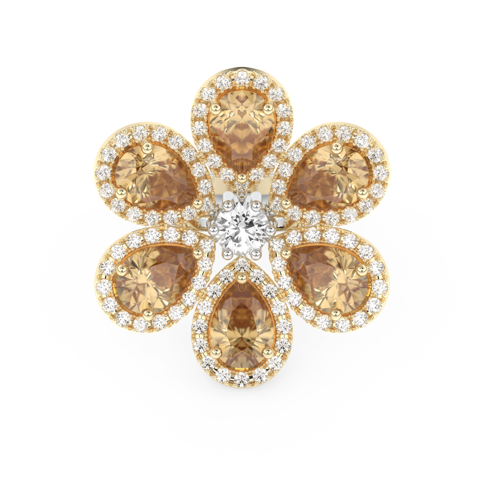 Half Eternity Wedding Band with 6.20 CT Round and Pear Cut Moissanite – Yellow, White, or Rose Gold