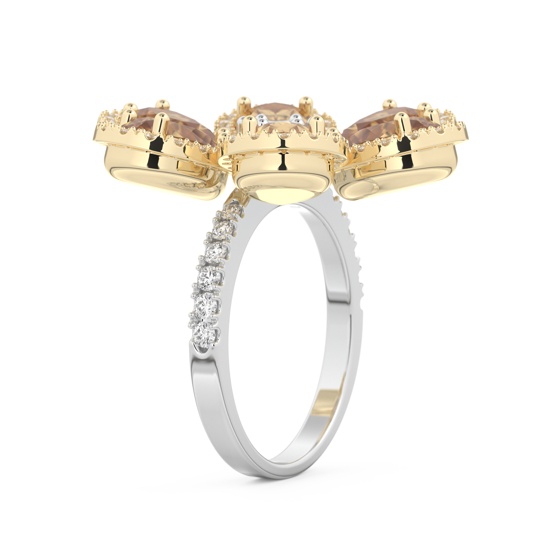 Half Eternity Wedding Band with 6.20 CT Round and Pear Cut Moissanite – Yellow, White, or Rose Gold