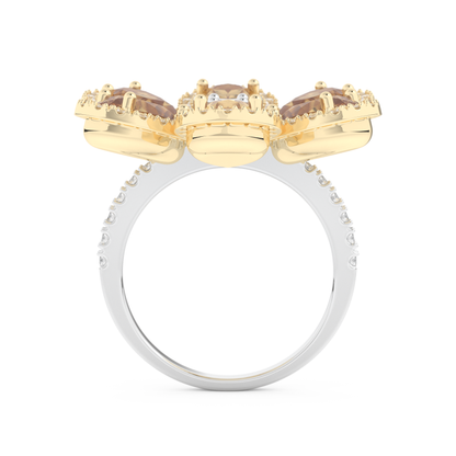 Half Eternity Wedding Band with 6.20 CT Round and Pear Cut Moissanite – Yellow, White, or Rose Gold