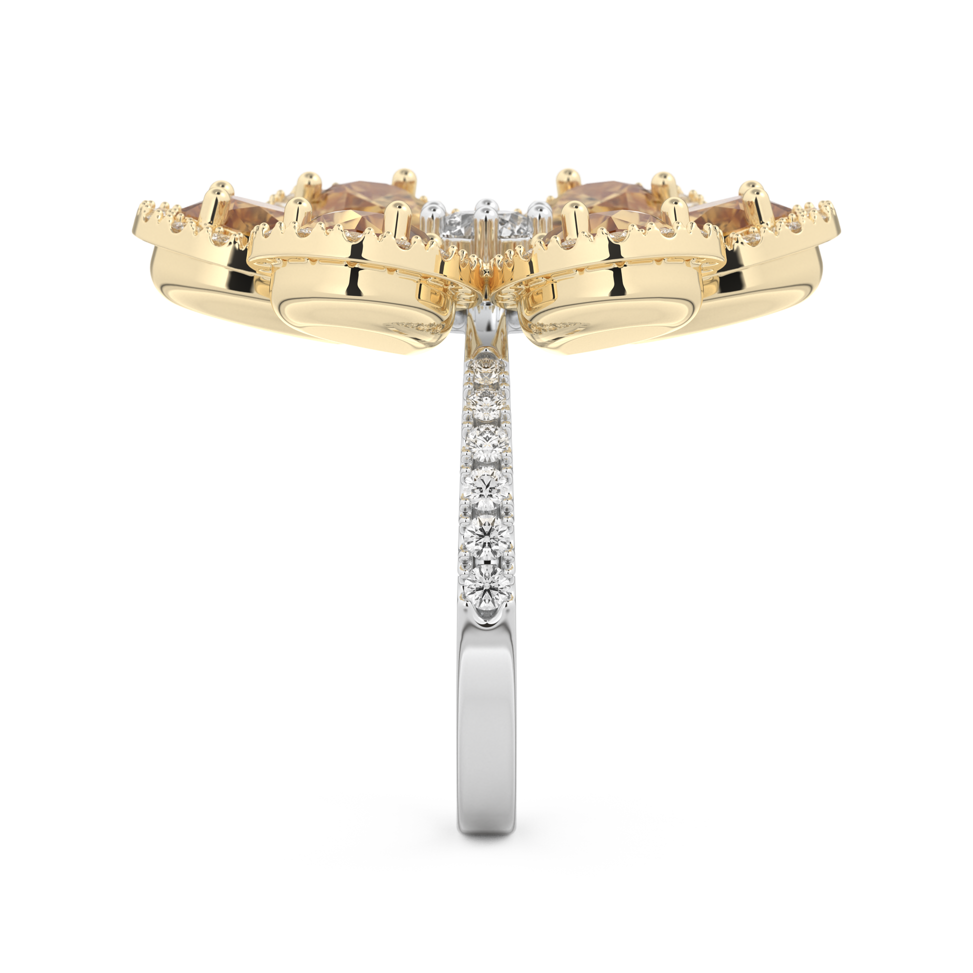 Half Eternity Wedding Band with 6.20 CT Round and Pear Cut Moissanite – Yellow, White, or Rose Gold
