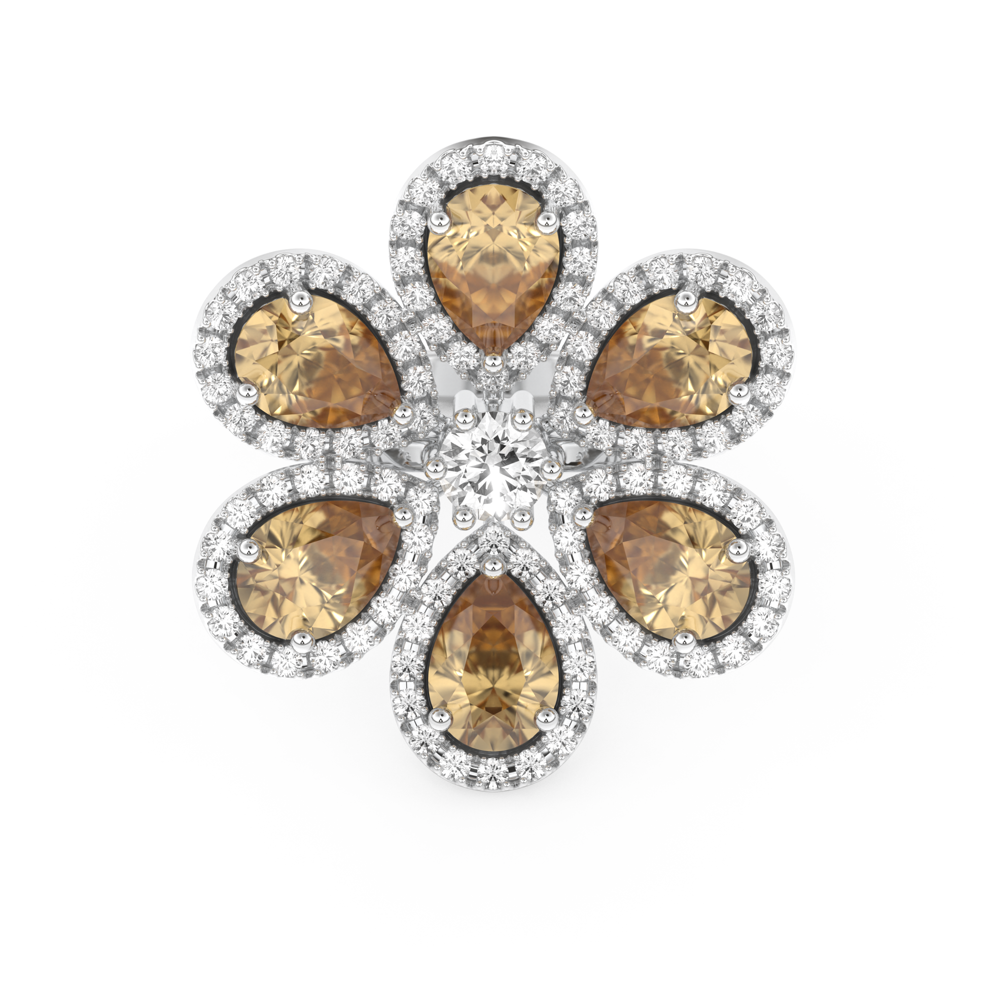 Half Eternity Wedding Band with 6.20 CT Round and Pear Cut Moissanite – Yellow, White, or Rose Gold
