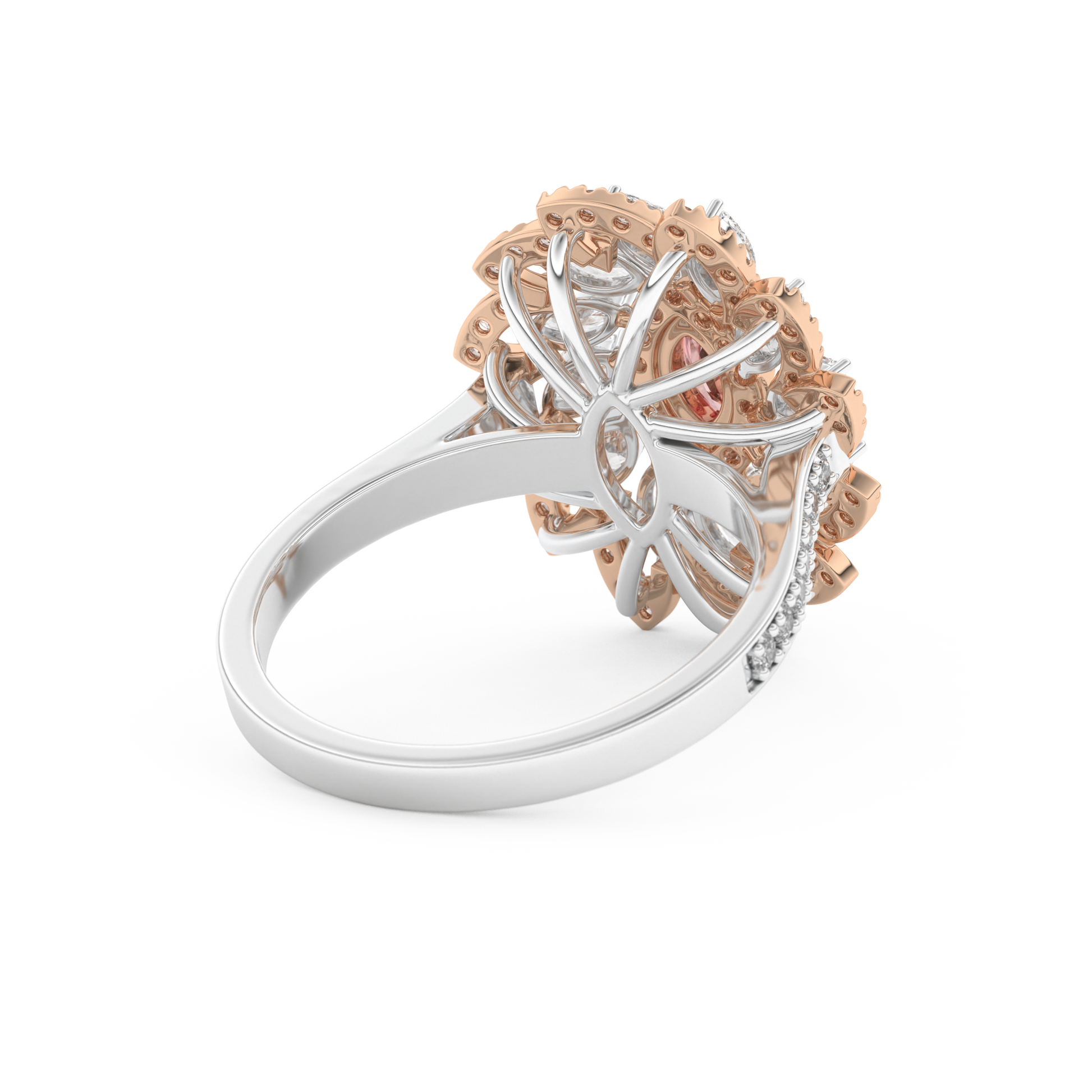 Elongated Marquise Cut 0.18 Carat Moissanite Ring – Cluster & Pave Setting in Gold