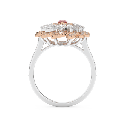 Elongated Marquise Cut 0.18 Carat Moissanite Ring – Cluster & Pave Setting in Gold